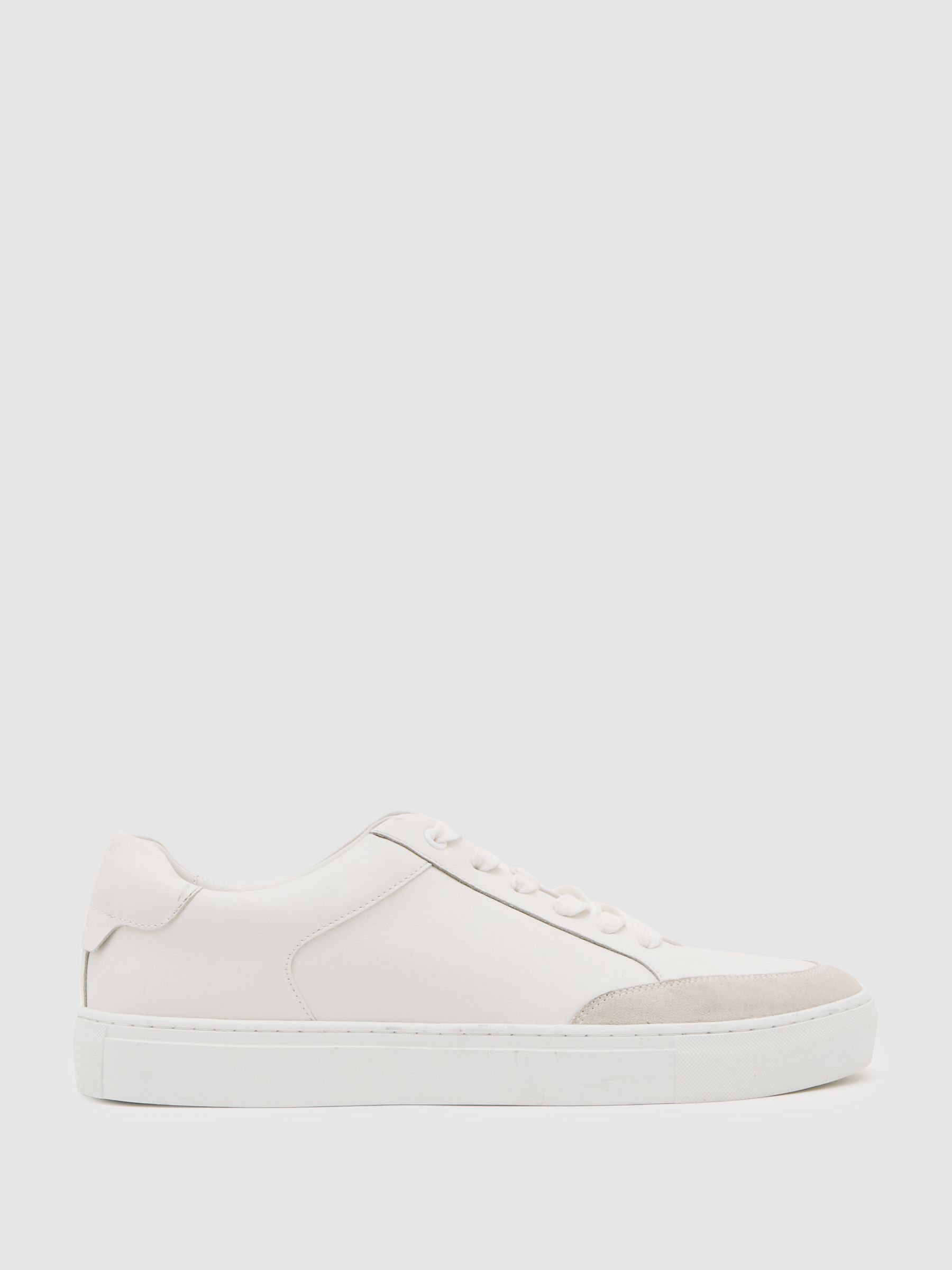 Bonded-Leather Low-Top Trainers in White - Image 1 of 5 Bonded-Leather Low-Top Trainers in White - Image 1 of 5