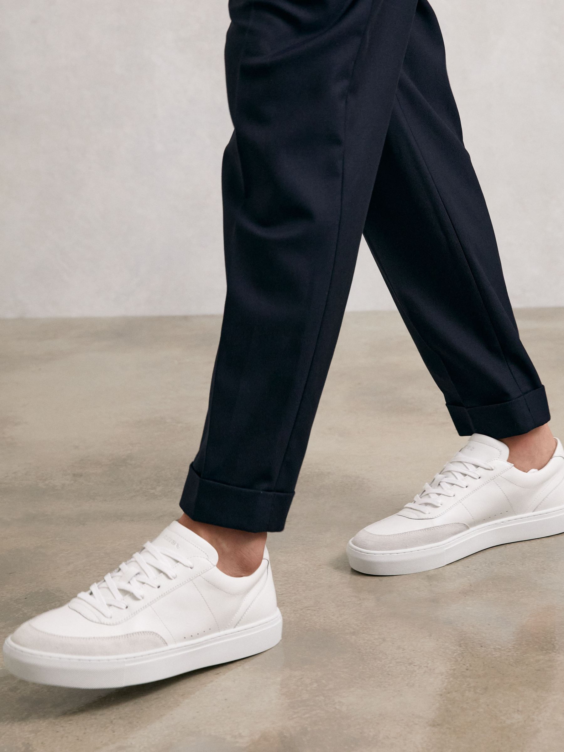 Bonded-Leather Low-Top Trainers in White - Image 2 of 5