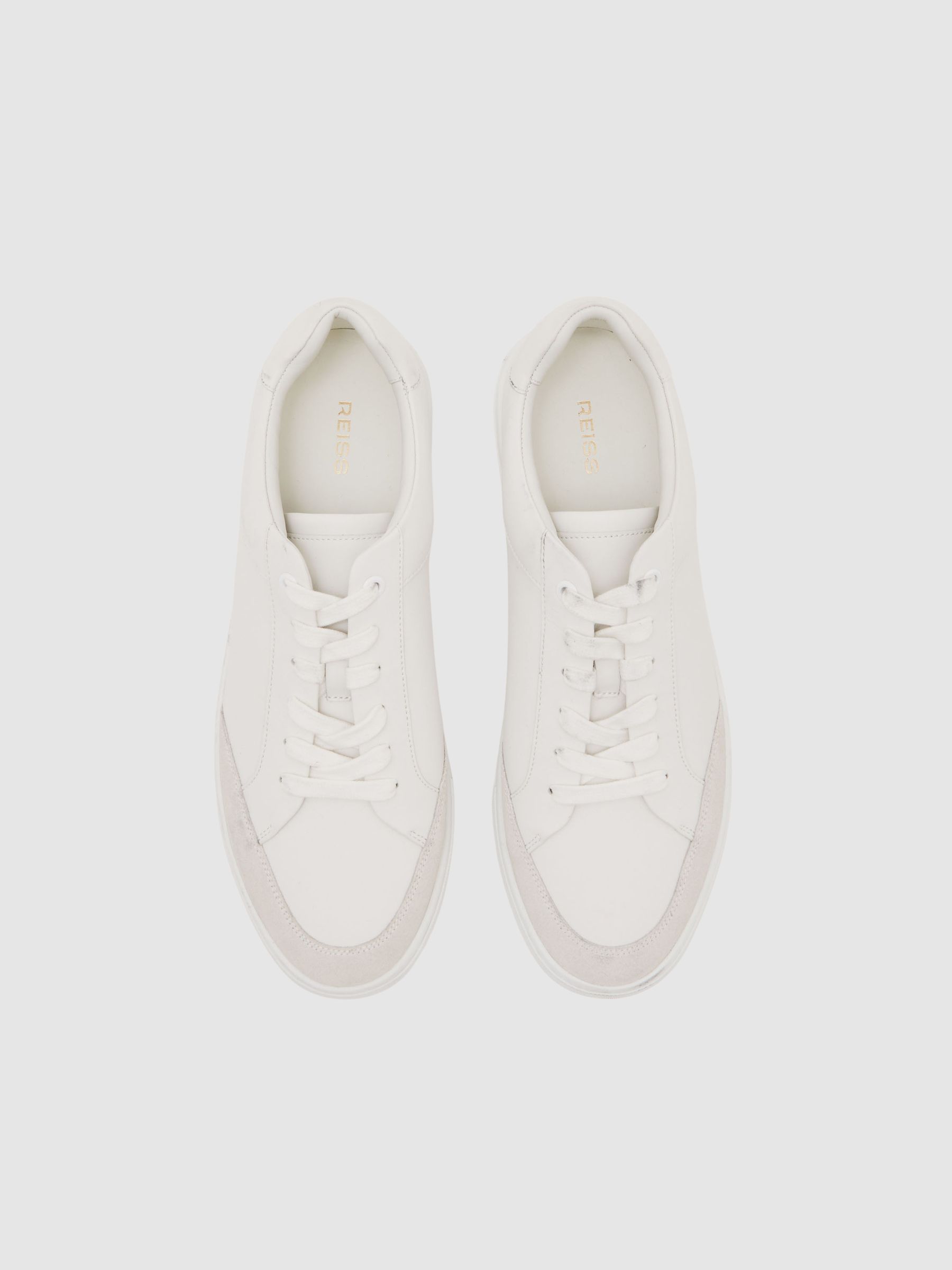 Bonded-Leather Low-Top Trainers in White - Image 3 of 5
