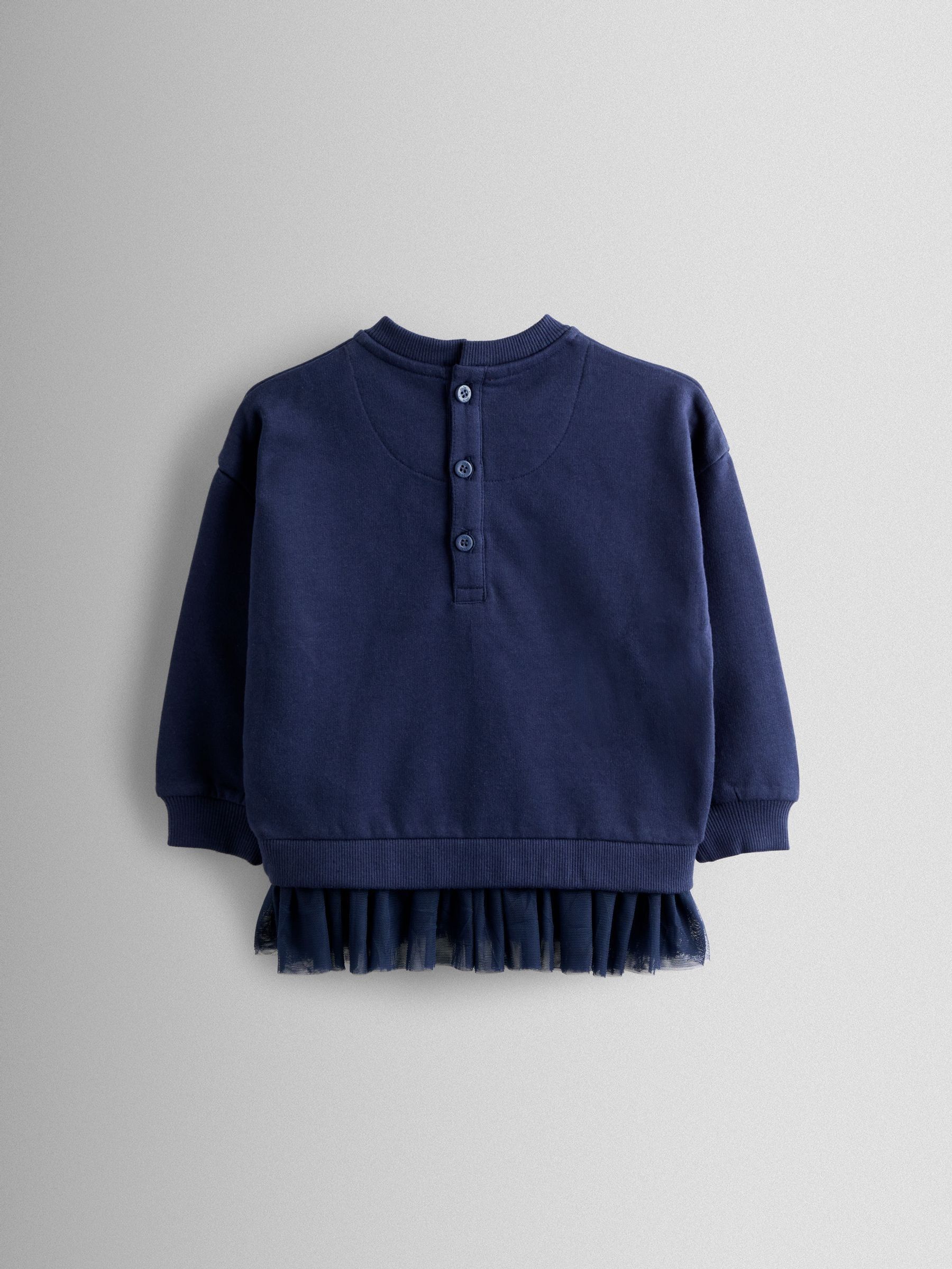 Navy Blue Unicorn Appliqué Tulle Frill Sweatshirt - Image 2 of 4