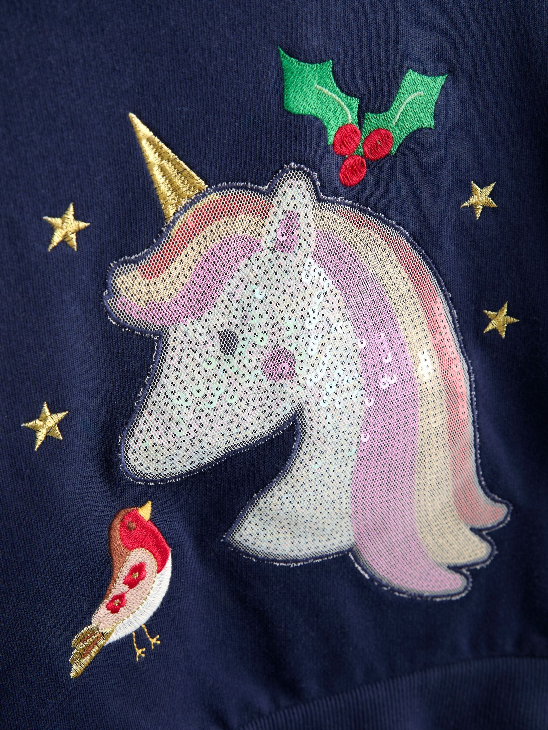 Navy Blue Unicorn Appliqué Tulle Frill Sweatshirt - Image 3 of 4