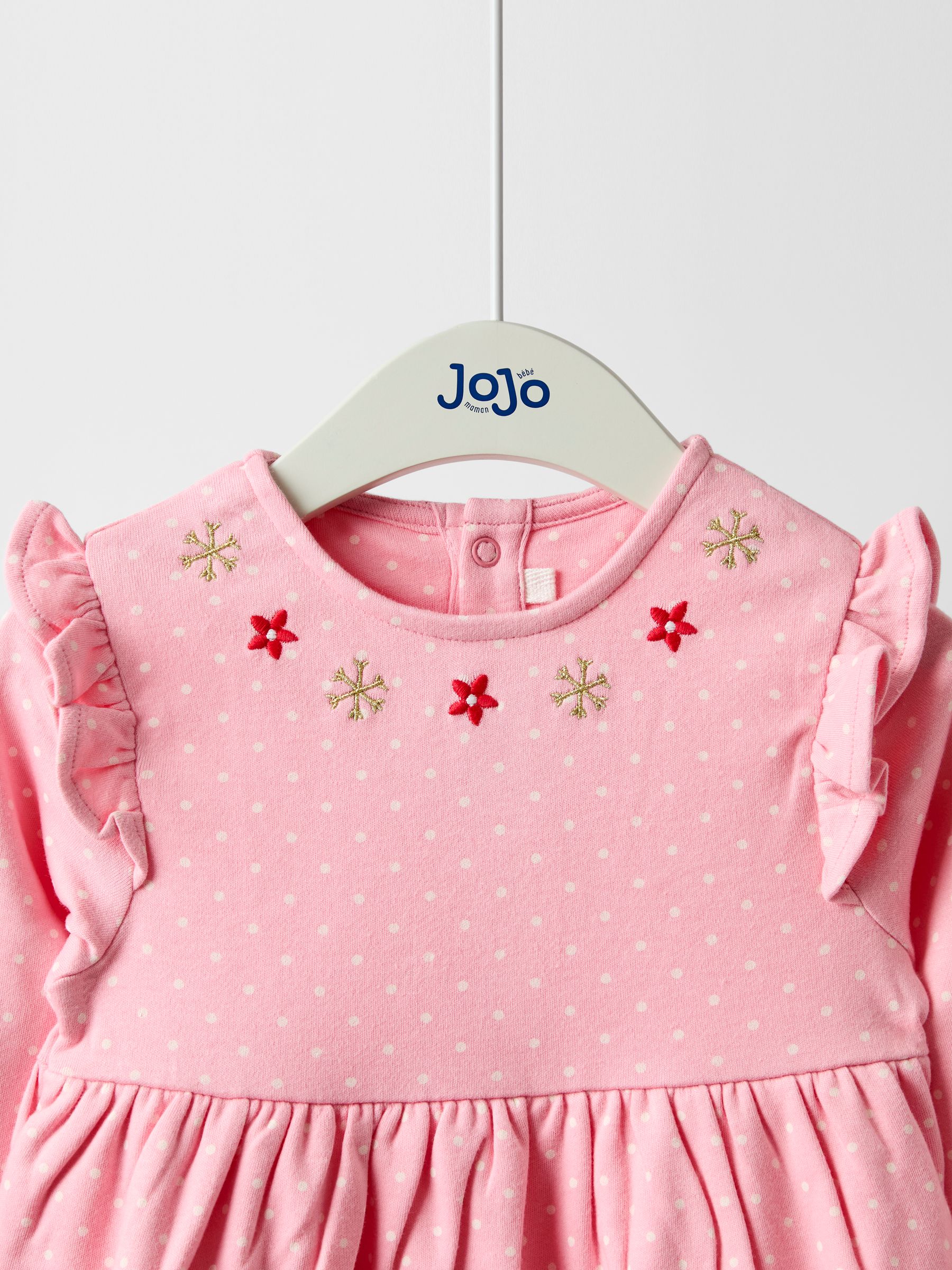 Rose Pink Reindeer Christmas Frill Shoulder Appliqué Dress - Image 3 of 4