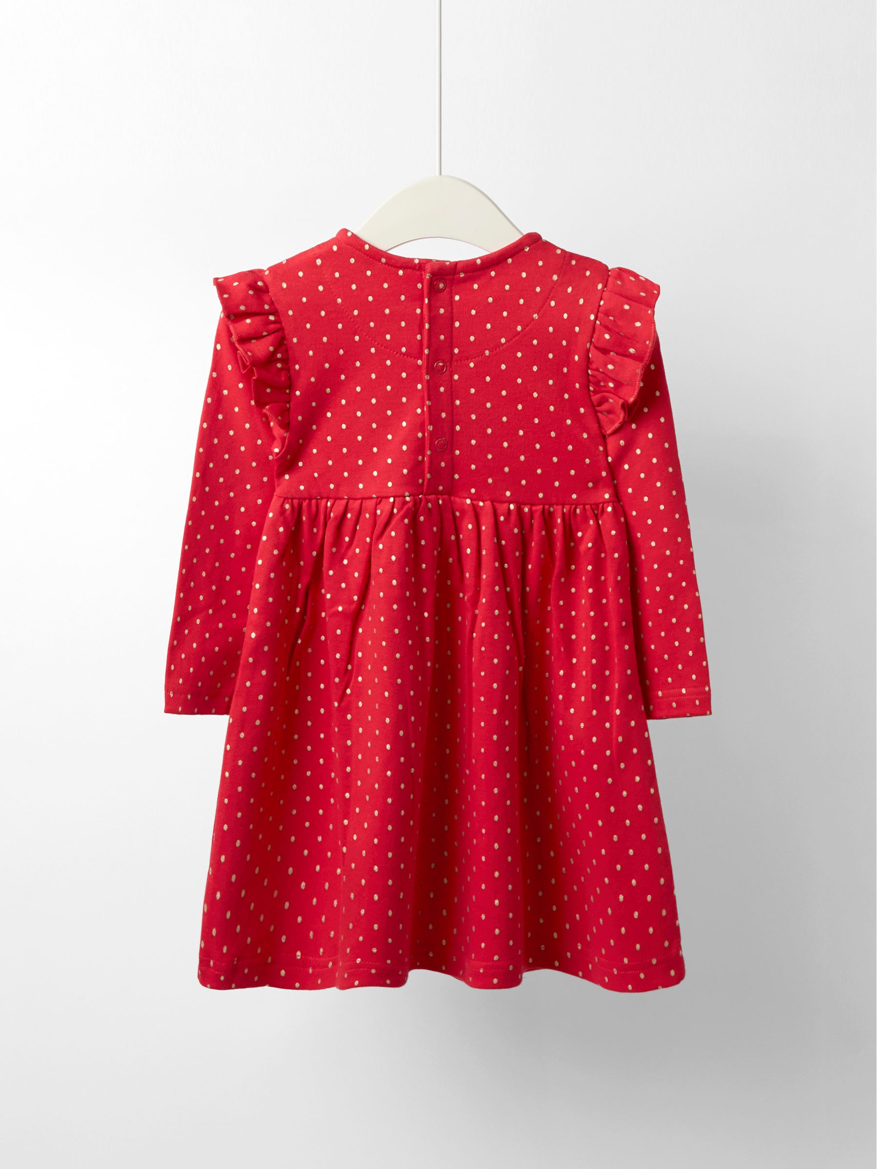 Red Robin Christmas Frill Shoulder Appliqué Dress - Image 2 of 5