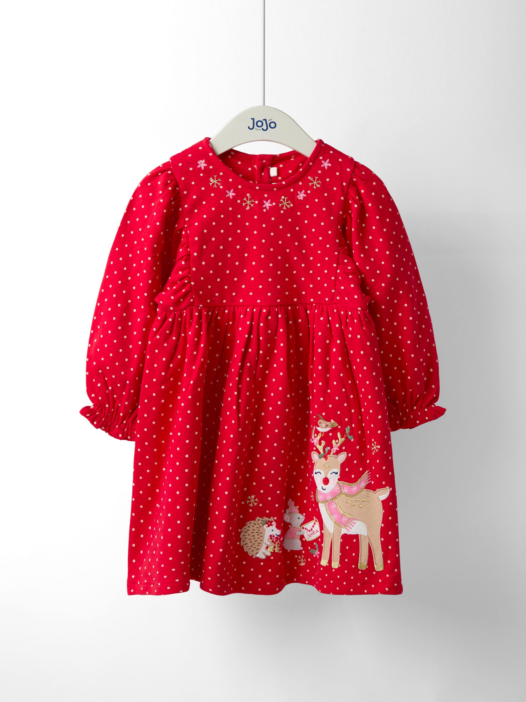 Red Reindeer Christmas Yoke Appliqué Dress - Image 1 of 4
