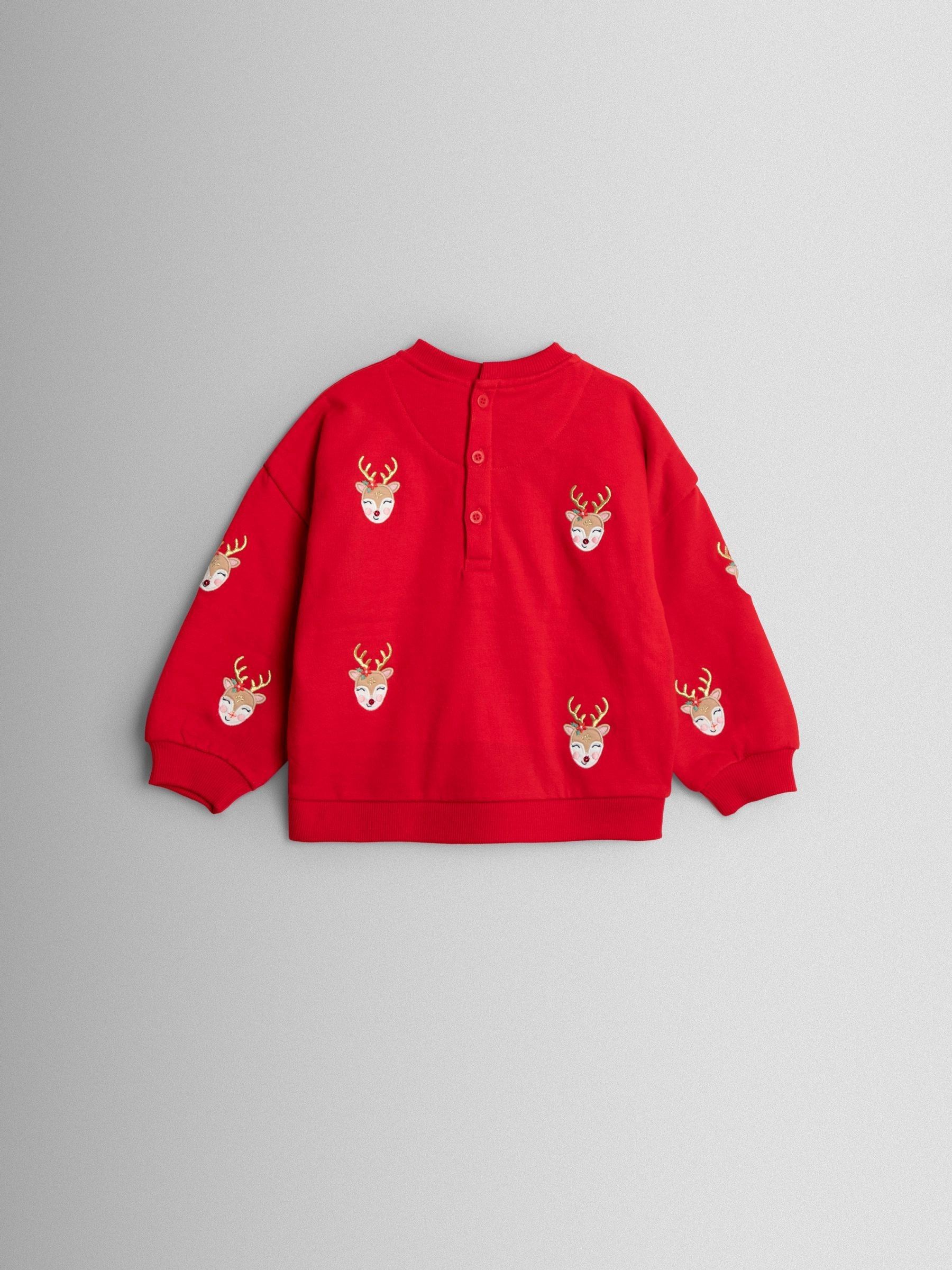 Red Reindeer Appliqué Sweatshirt - Image 3 of 3