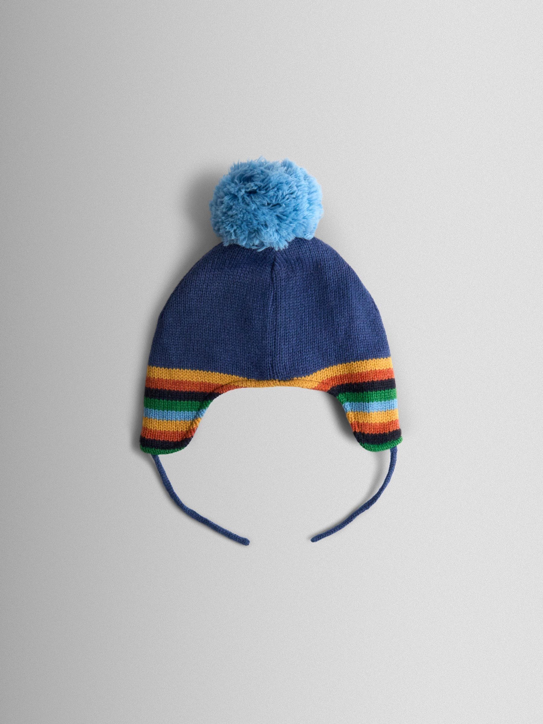 Blue Dino Cosy Pom Pom Rib Hat - Image 2 of 3