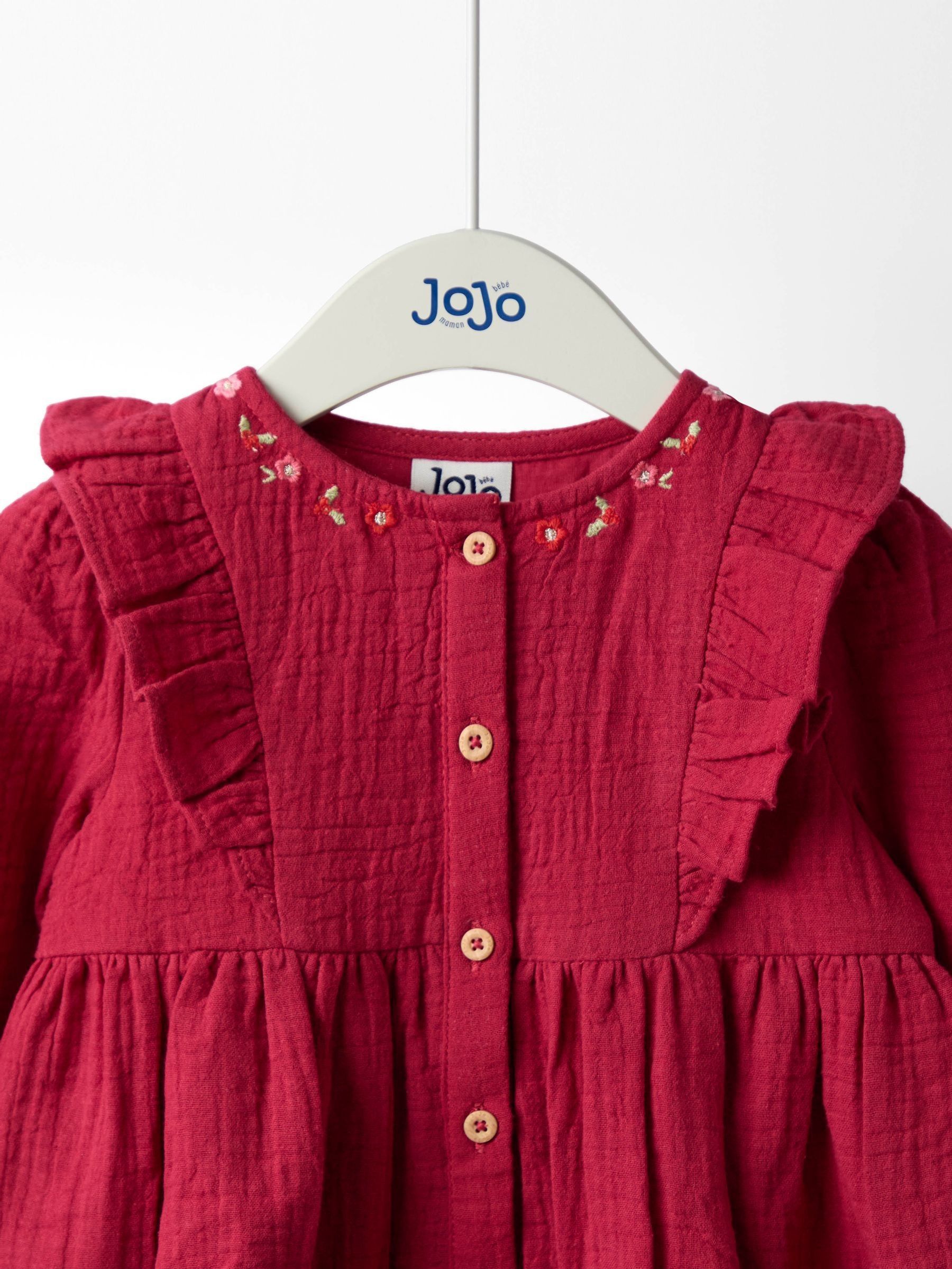 Burgundy Robin Floral Frill Sleeve Button Through Dress - Image 2 of 4