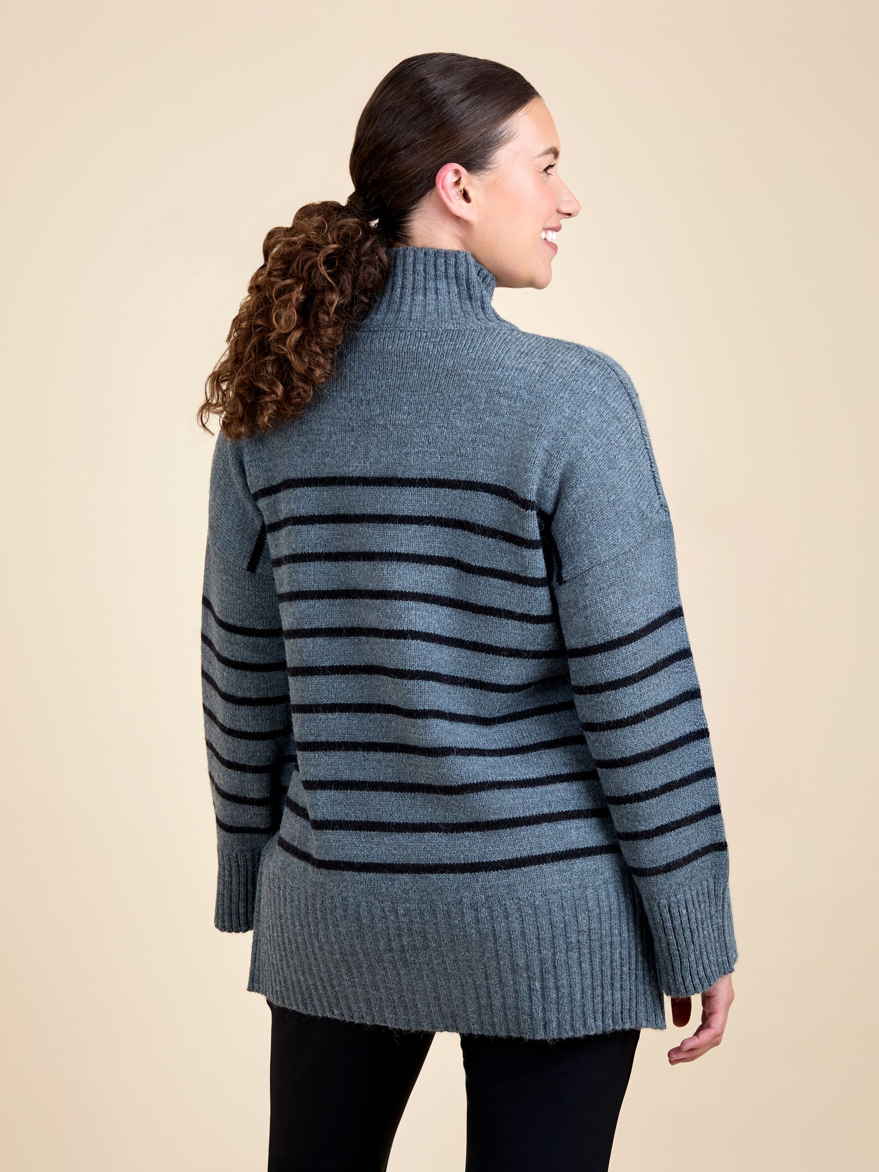 Charcoal Striped Turtleneck Maternity And Nursing Jumper - Image 2 of 3