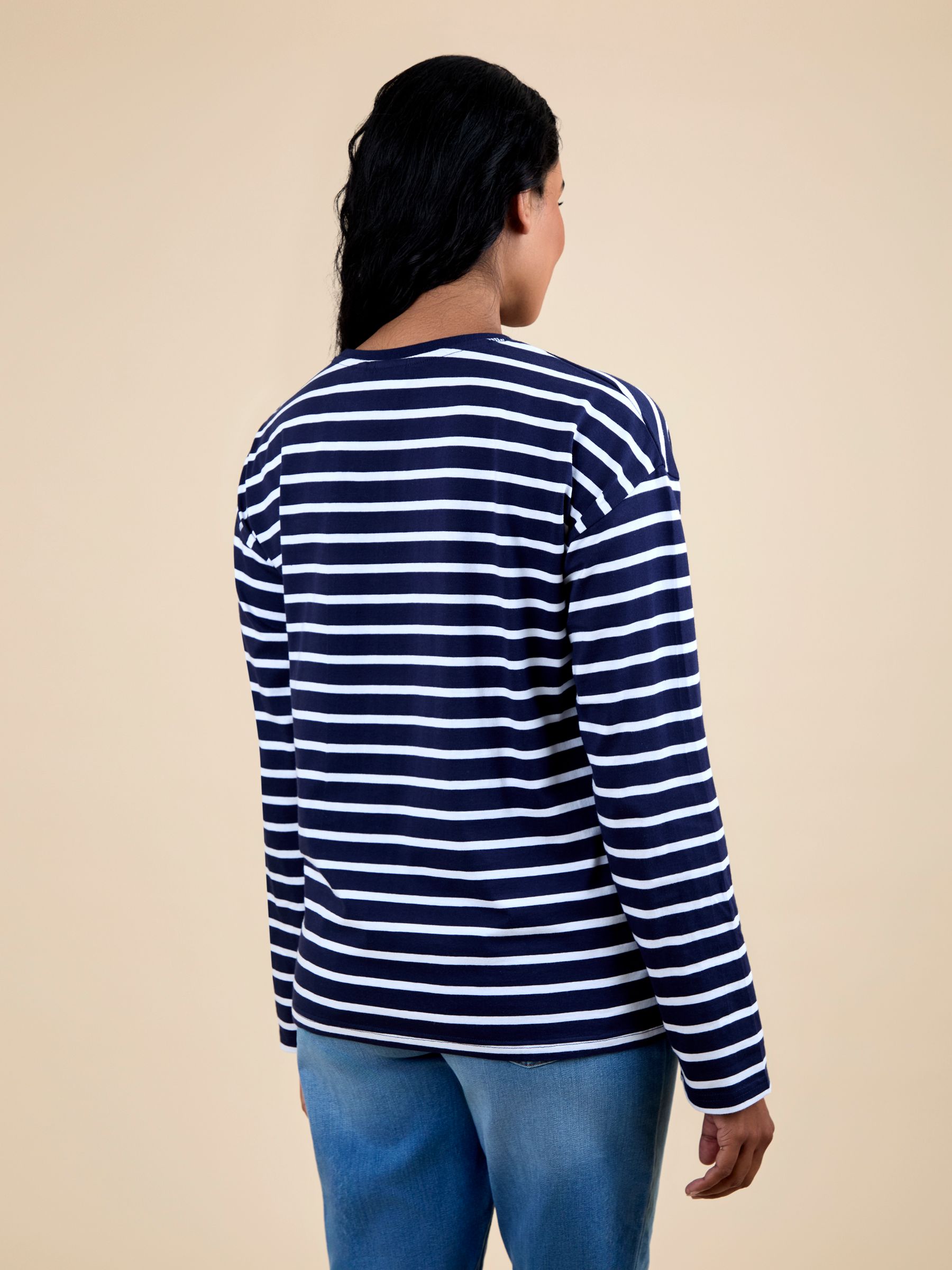 Blue Stripe Long Sleeve Boyfriend Maternity T-Shirt - Image 3 of 4