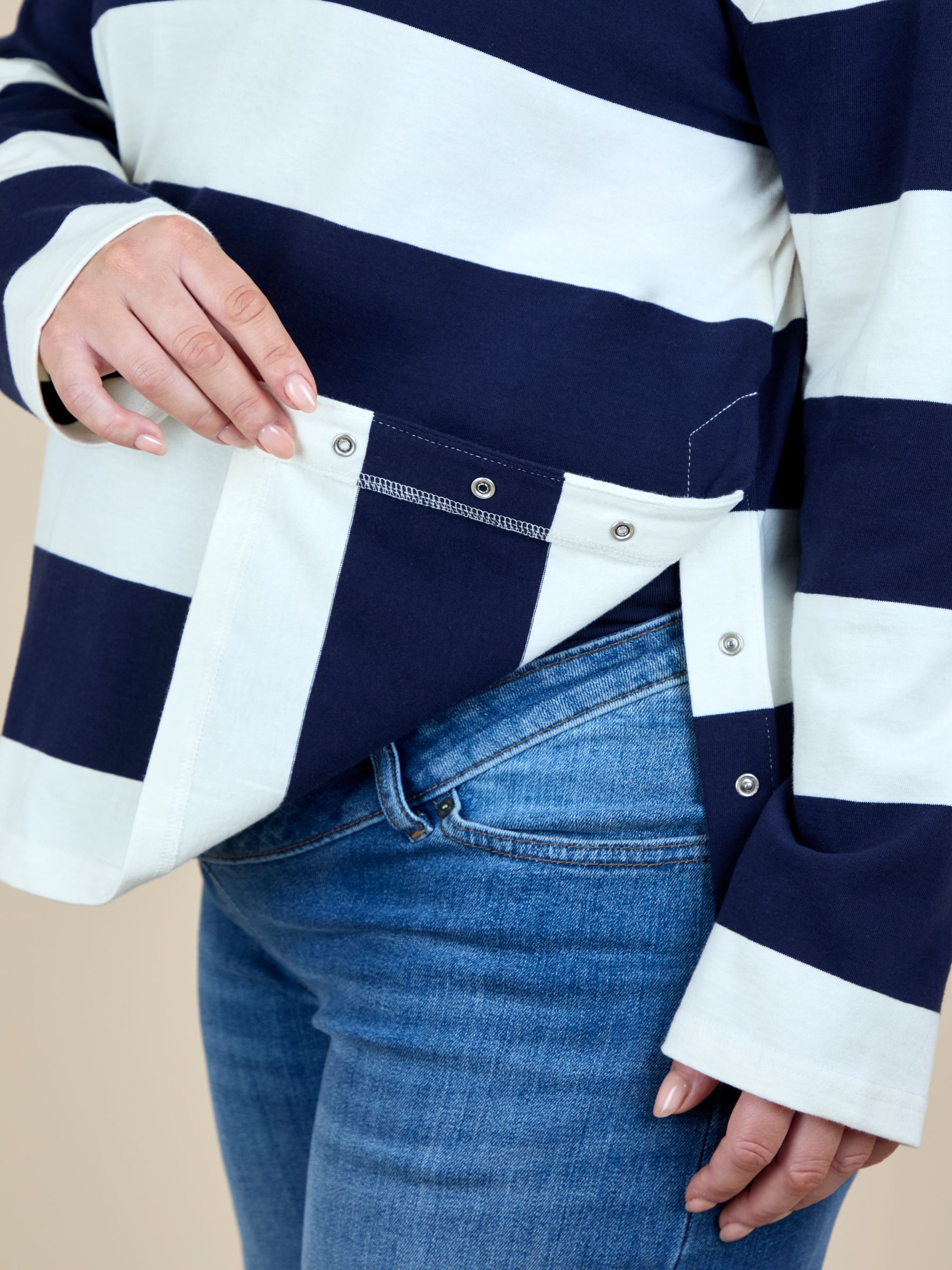 Navy White Stripe Rugby Polo Maternity Top - Image 5 of 5