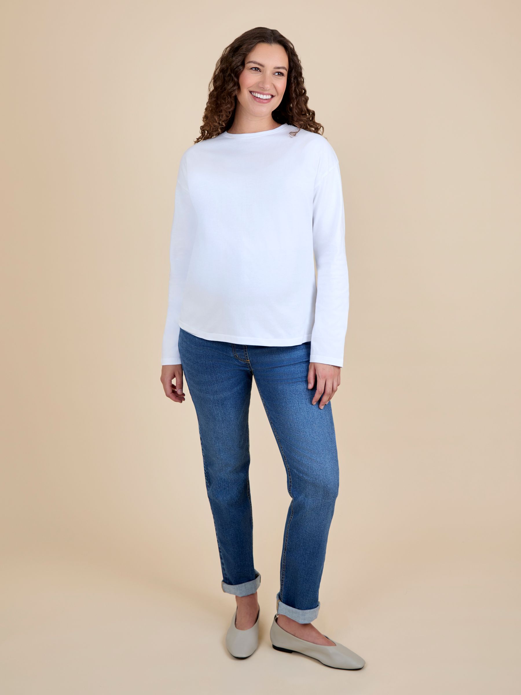 White Long Sleeve Boyfriend Maternity T-Shirt - Image 4 of 4
