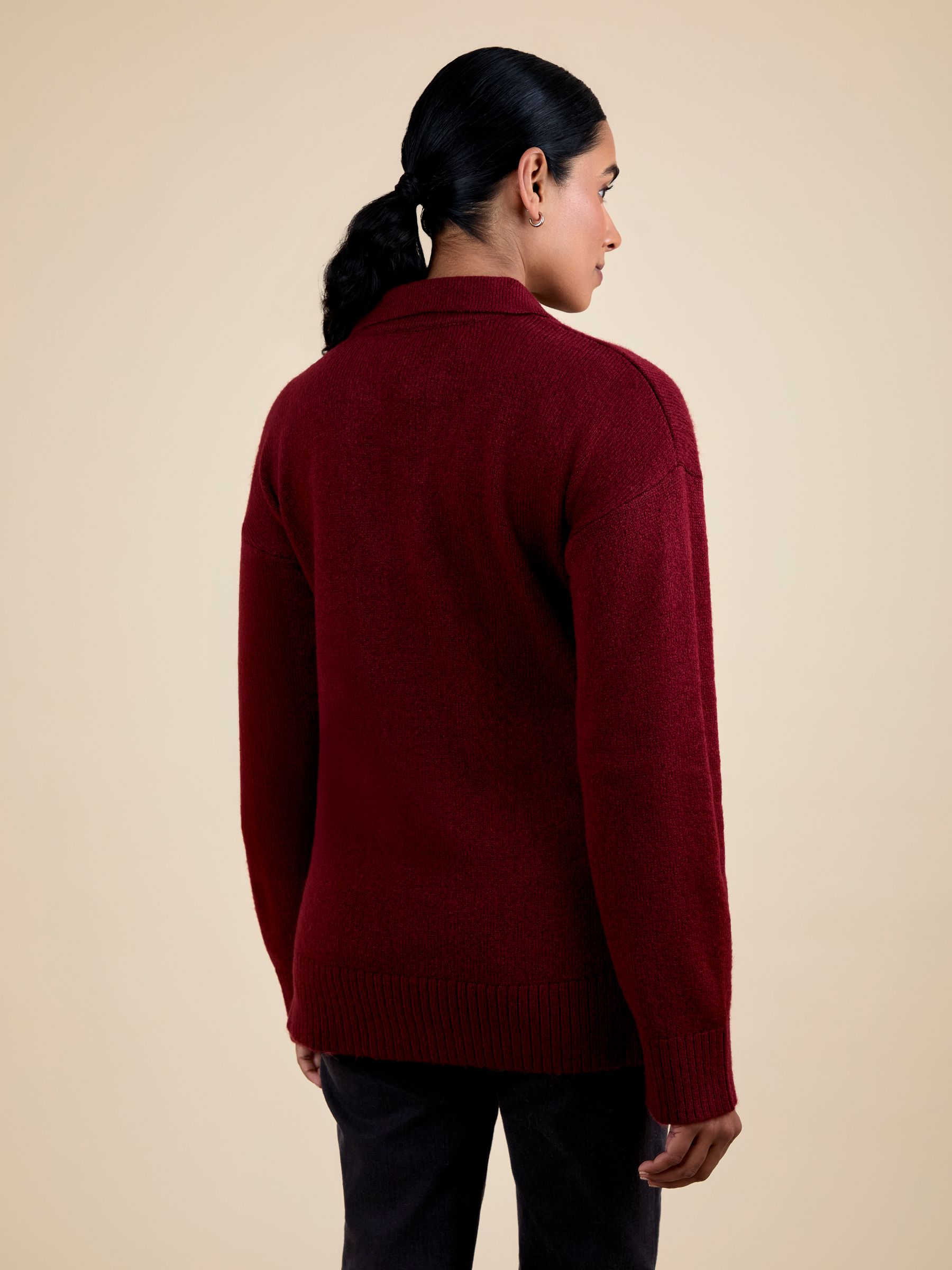 Burgundy Collared Maternity And Nursing Jumper - Image 3 of 5