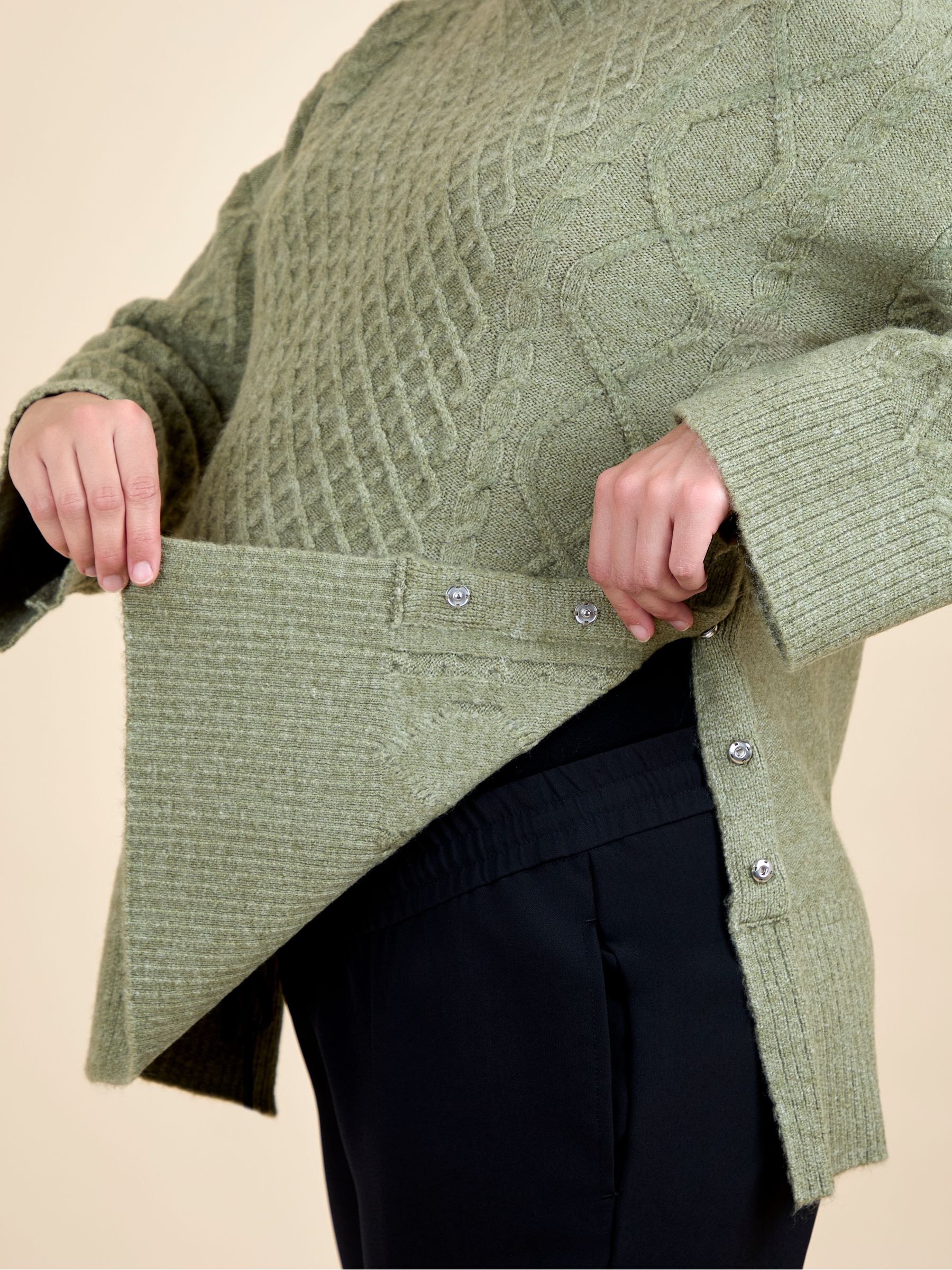 Khaki Cable Turtleneck Maternity And Nursing Jumper - Image 10 of 10 Khaki Cable Turtleneck Maternity And Nursing Jumper - Image 10 of 10