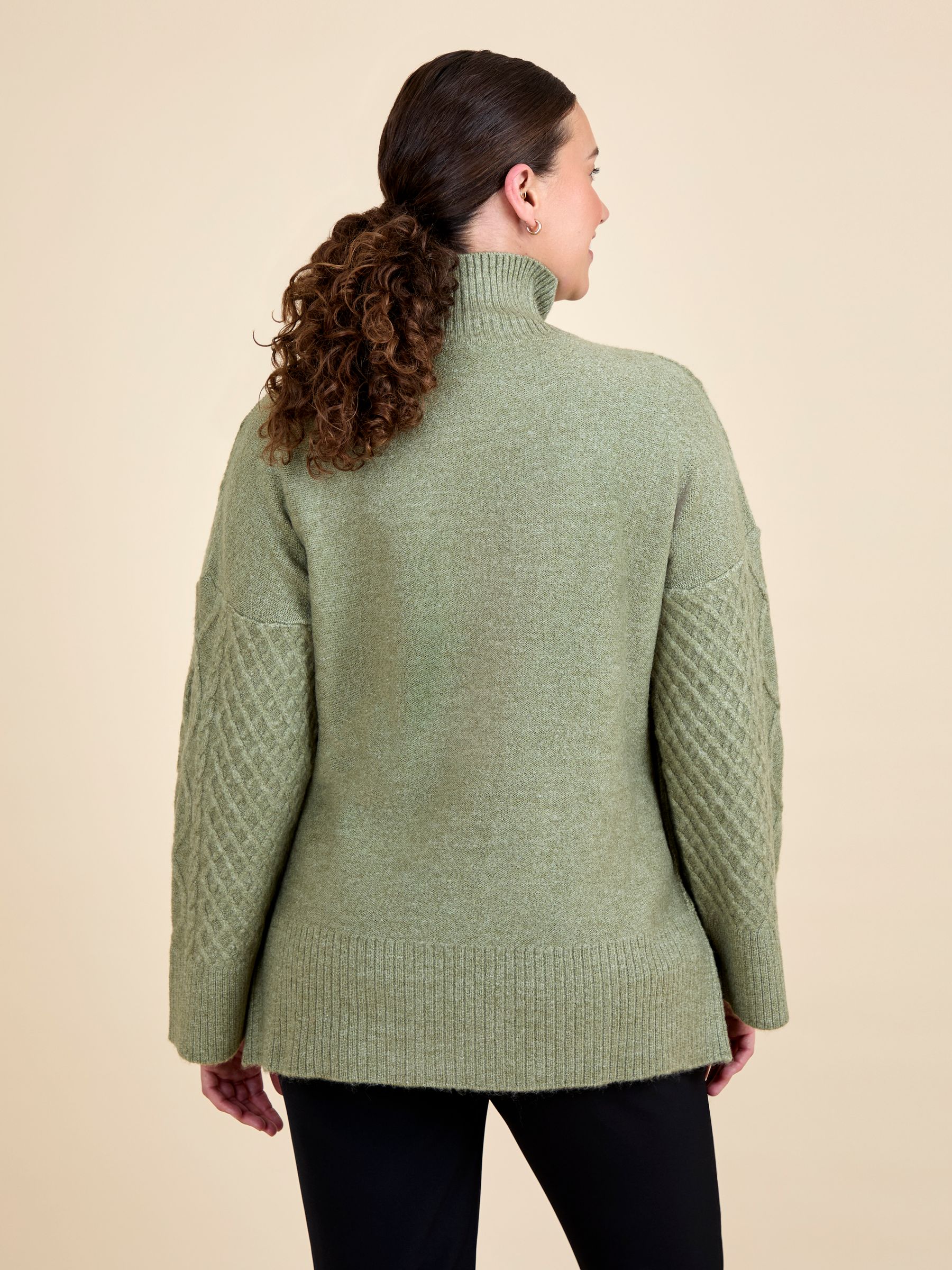 Khaki Cable Turtleneck Maternity And Nursing Jumper - Image 2 of 3