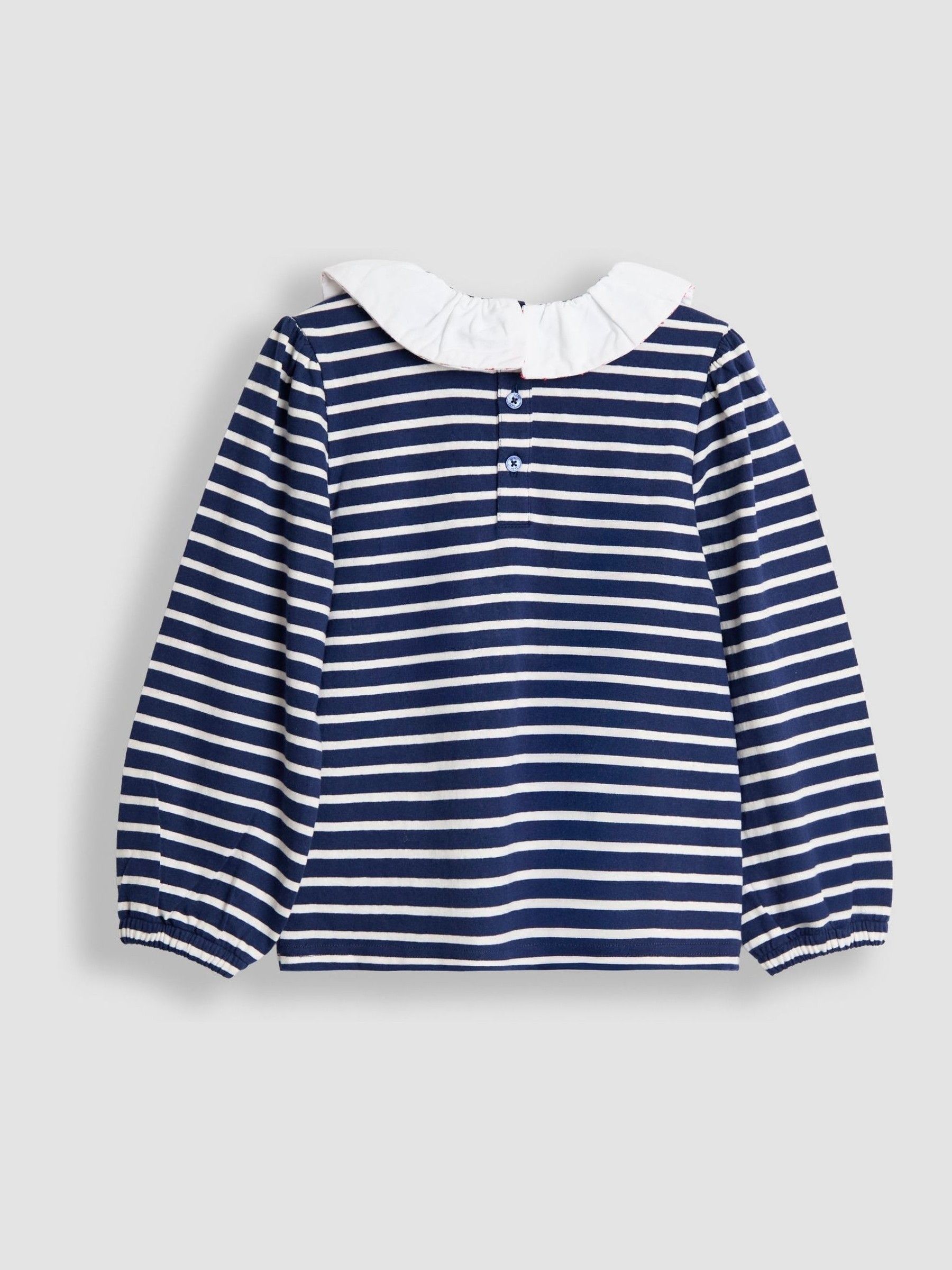 Blue Appliqué Collar Stripe Top - Image 2 of 3