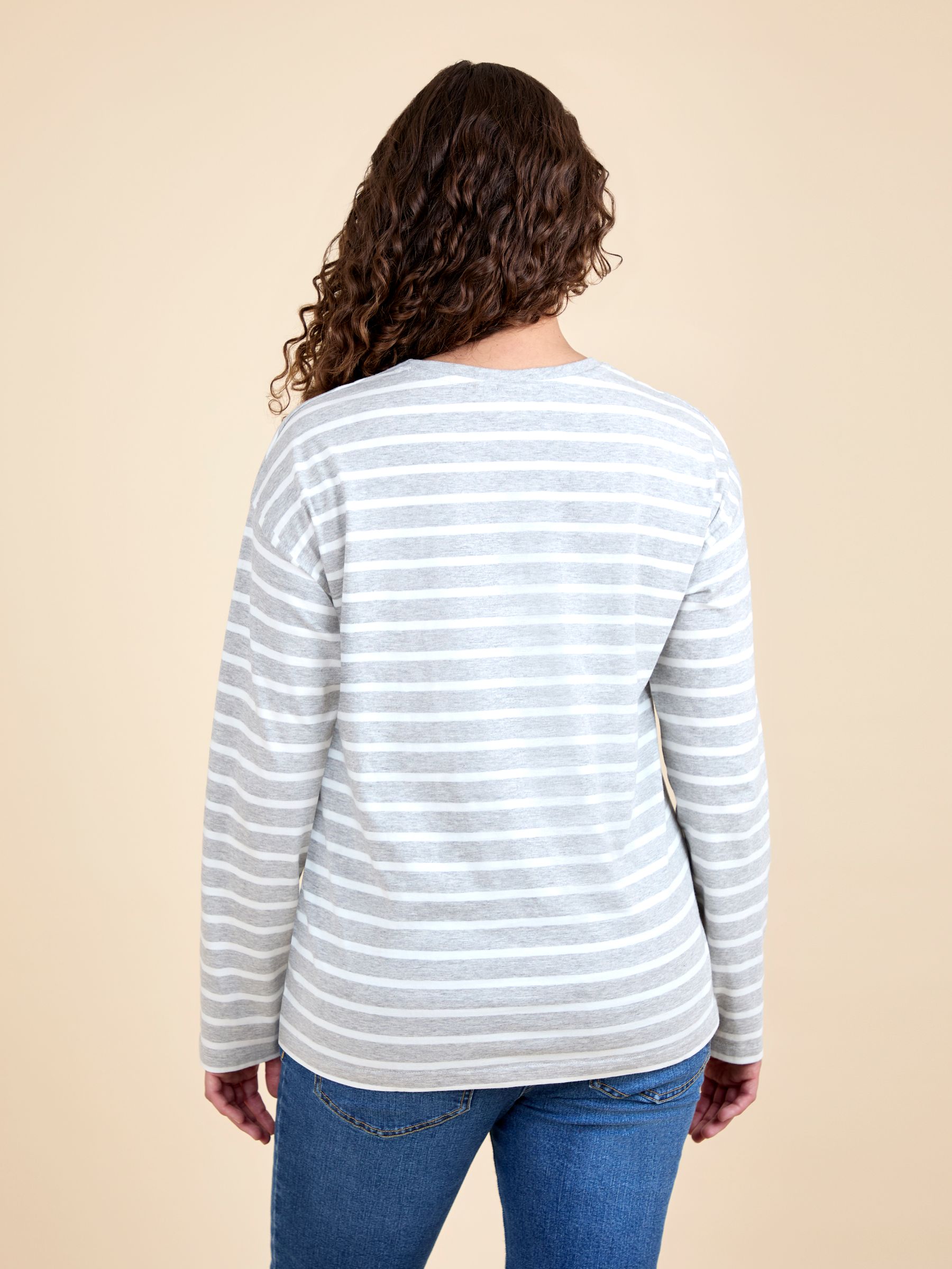 Grey Stripe Long Sleeve Boyfriend Maternity T-Shirt - Image 3 of 4