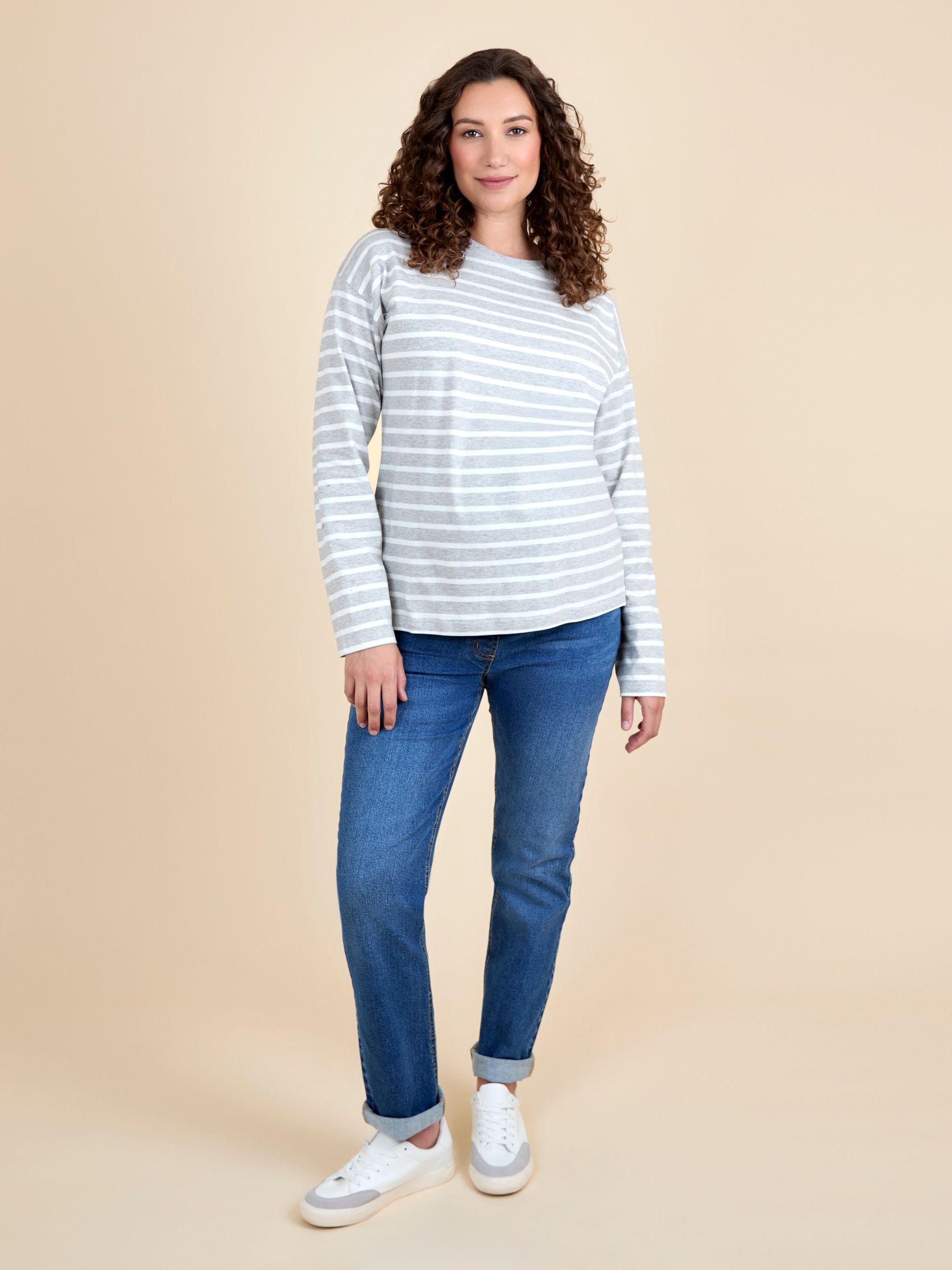 Grey Stripe Long Sleeve Boyfriend Maternity T-Shirt - Image 4 of 4