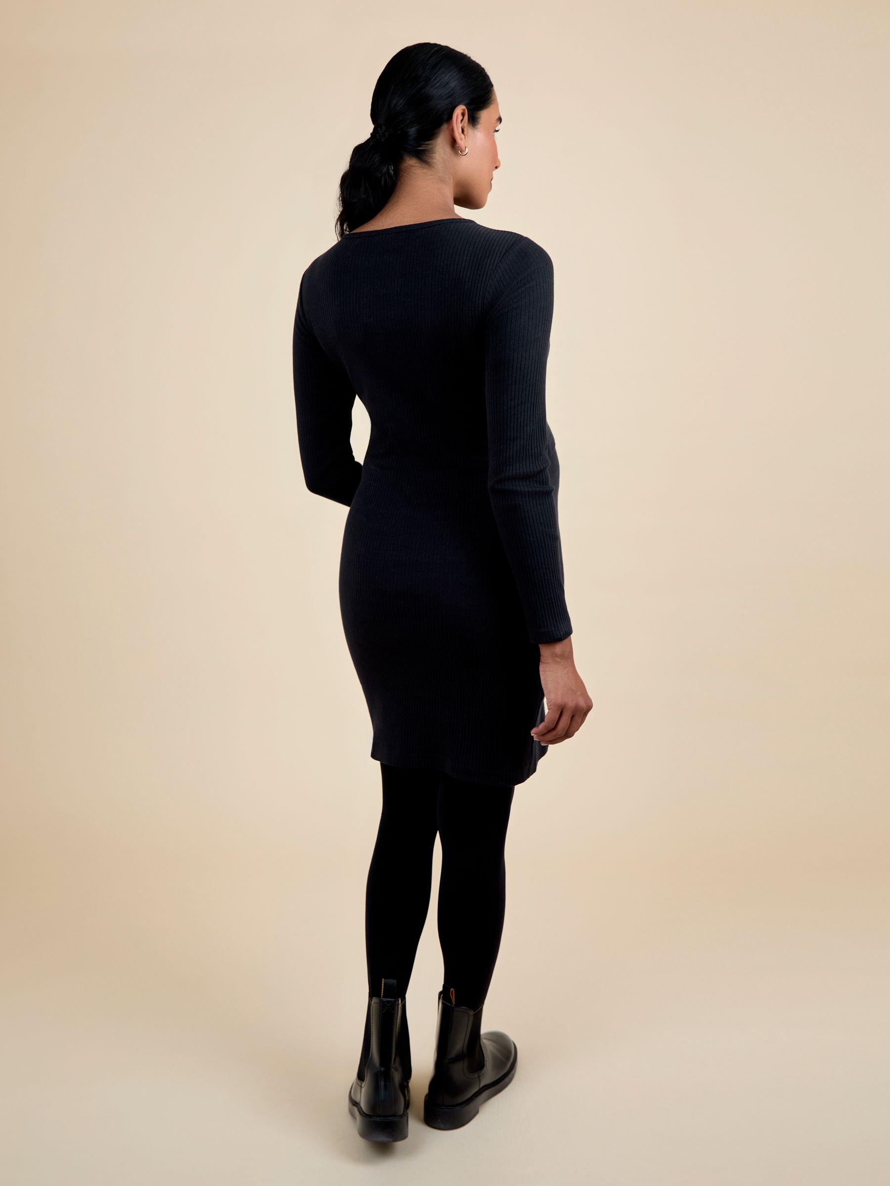 Black Ribbed Jersey Dress - Image 3 of 5