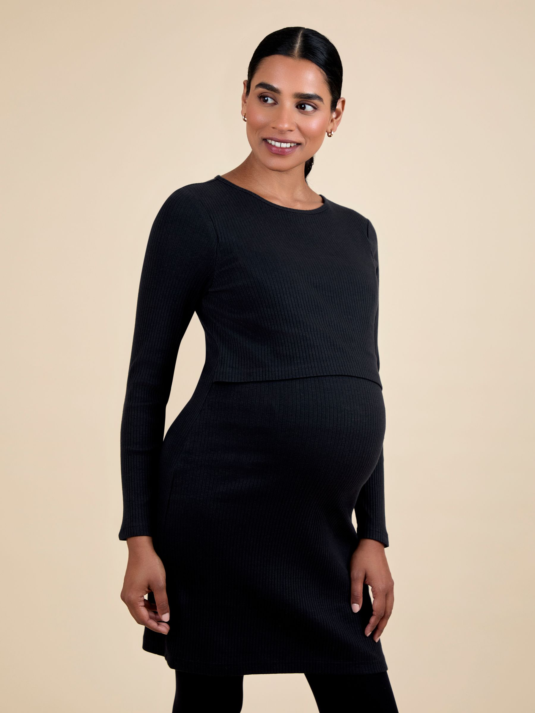 Black Ribbed Jersey Dress - Image 4 of 5