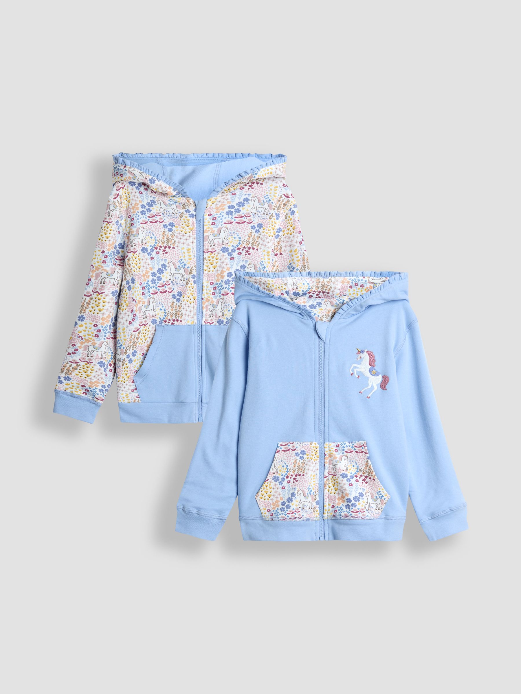 Blue Unicorn Appliqué Reversible Hoodie | JoJo Maman Bébé USA