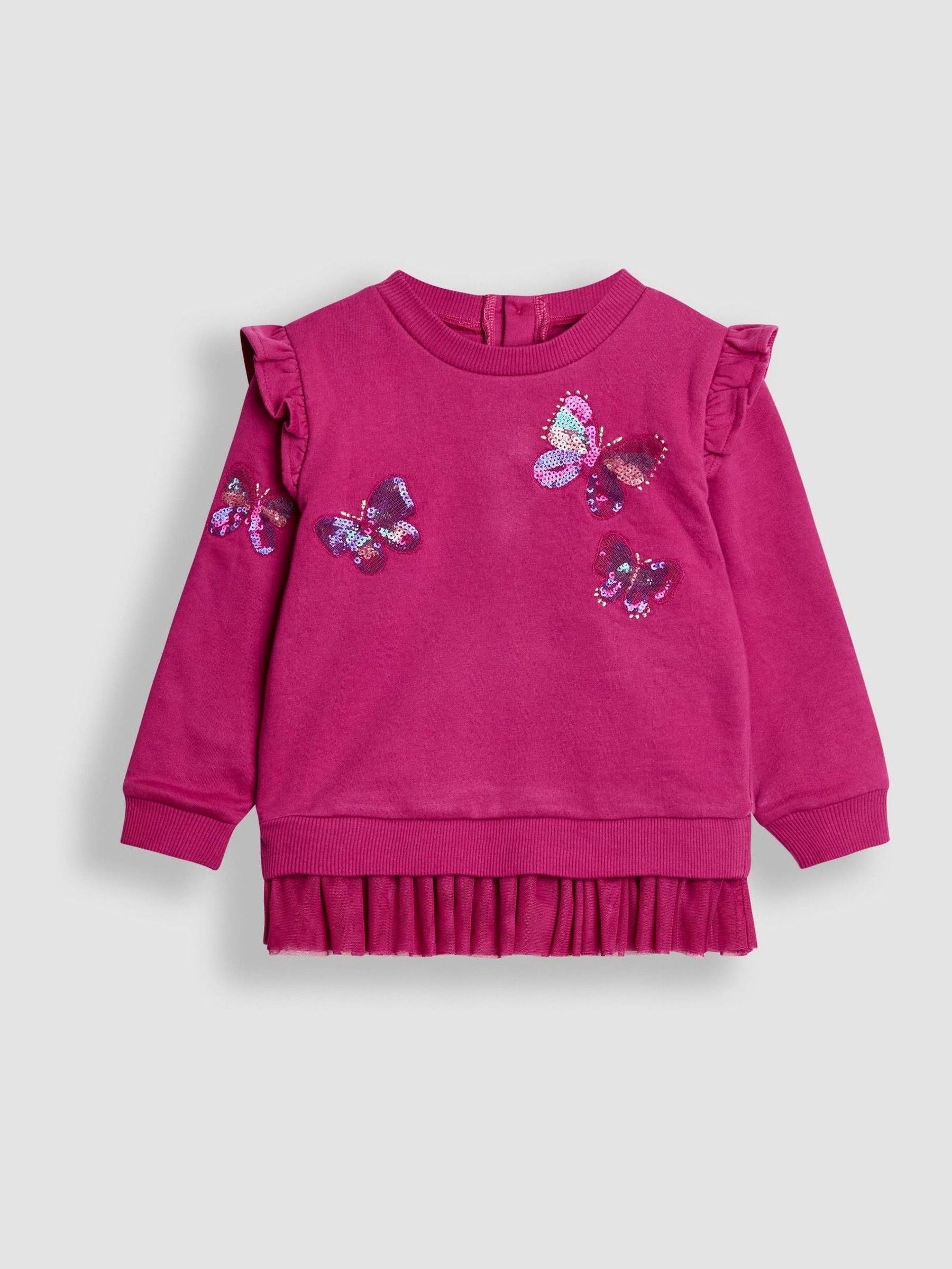 Berry Purple Butterfly Appliqué Tulle Frill Sweatshirt - Image 1 of 5