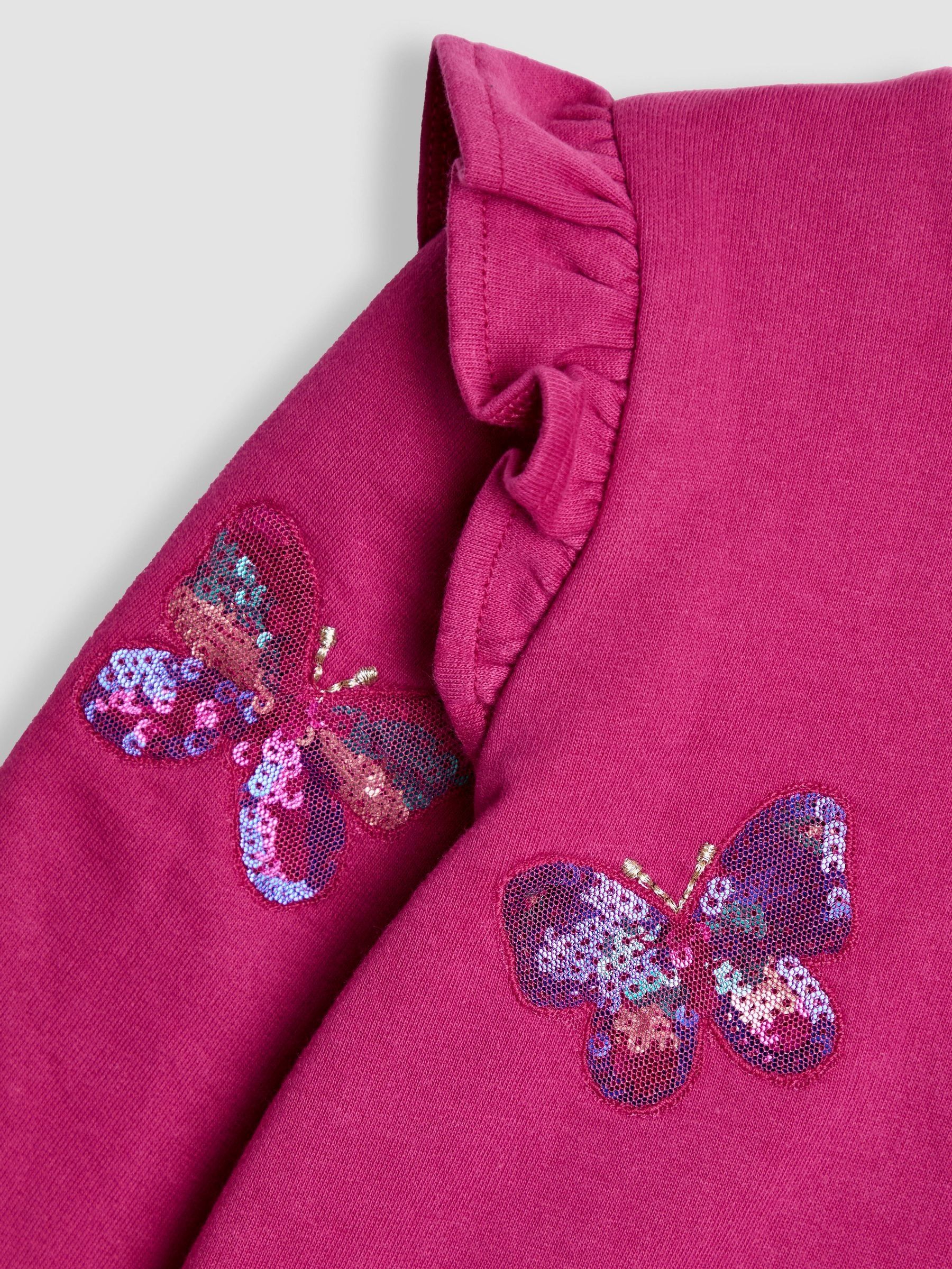 Berry Purple Butterfly Appliqué Tulle Frill Sweatshirt - Image 3 of 5