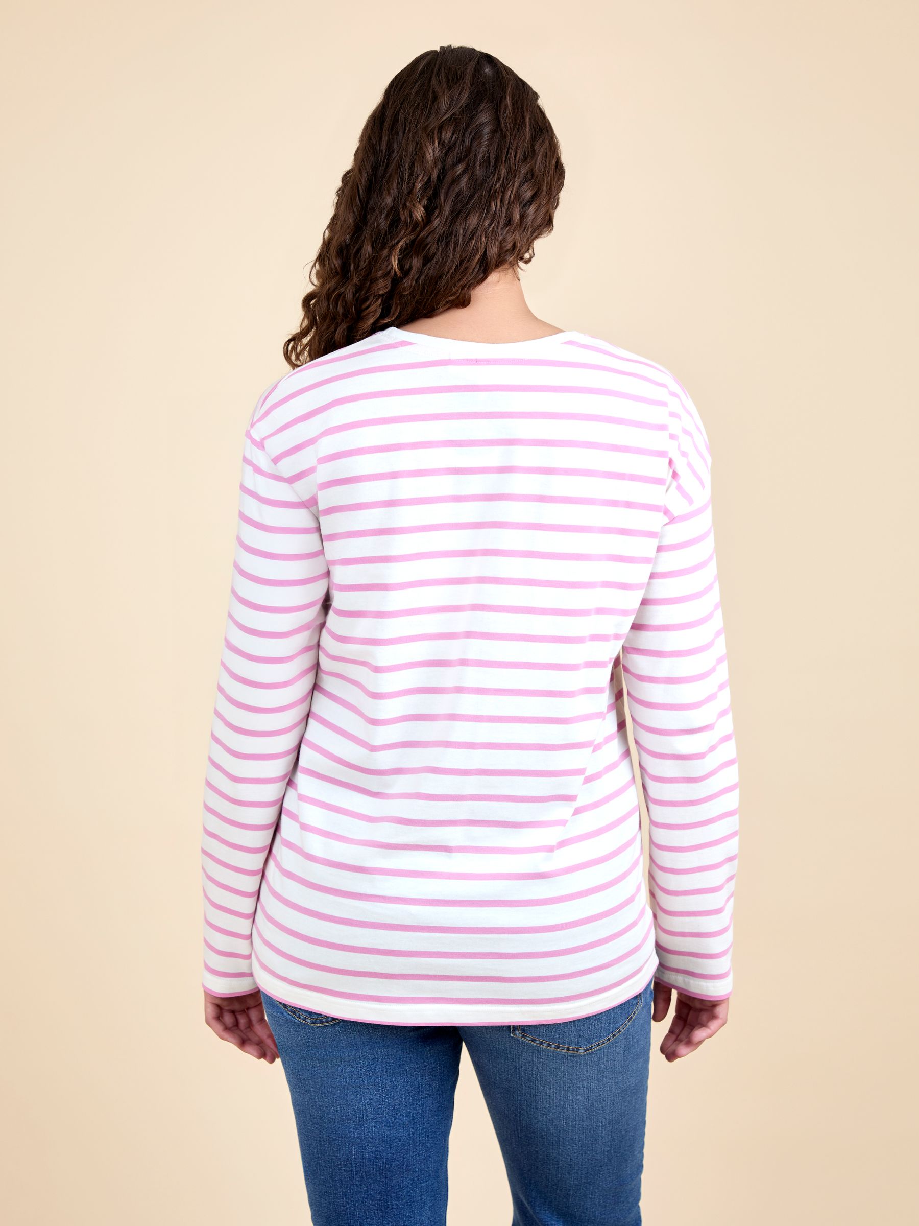 Pink Stripe Long Sleeve Boyfriend Maternity T-Shirt - Image 3 of 4