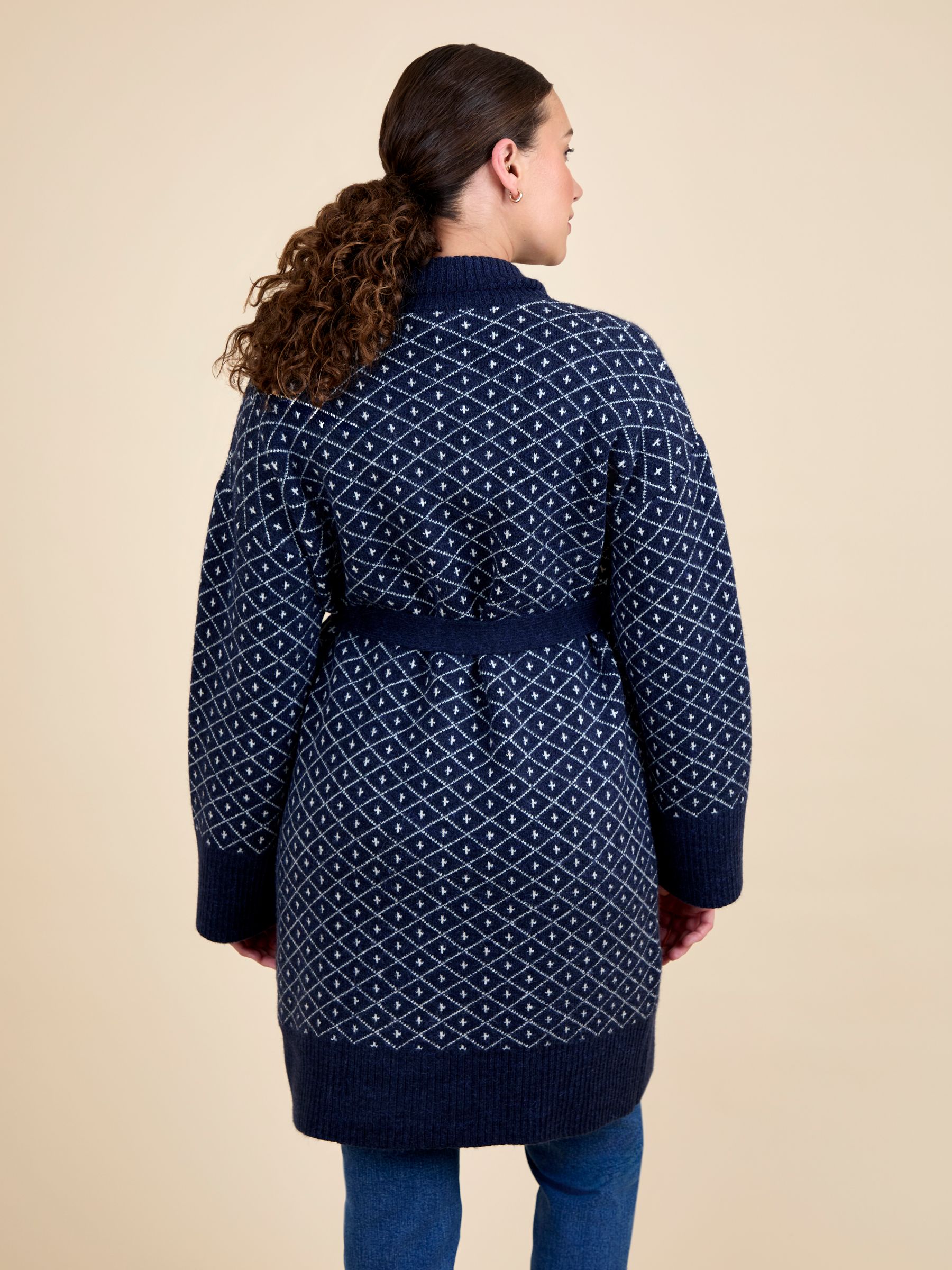 Navy Patterned Shawl Maternity Cardigan - Image 3 of 5