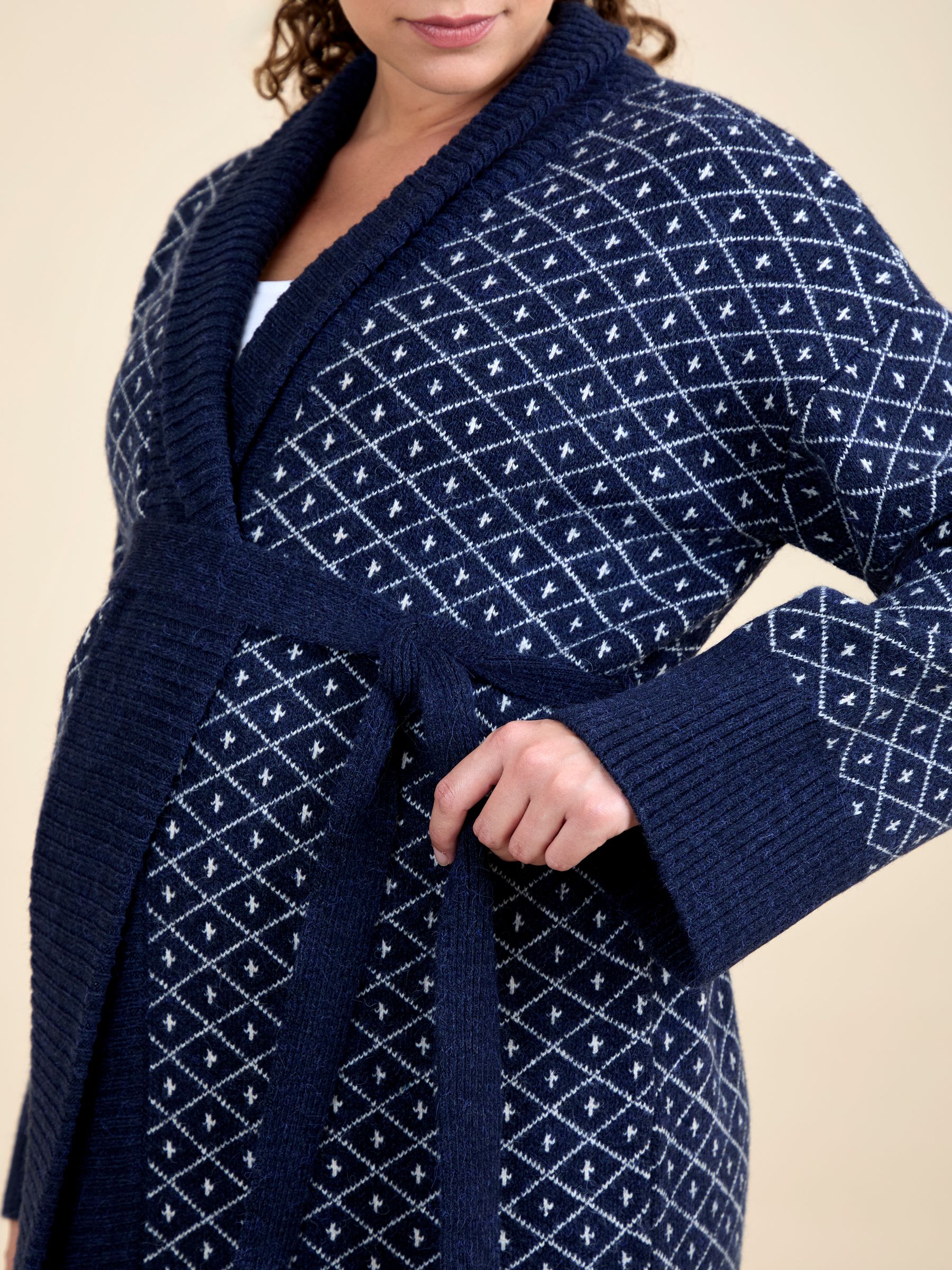 Navy Patterned Shawl Maternity Cardigan - Image 5 of 5