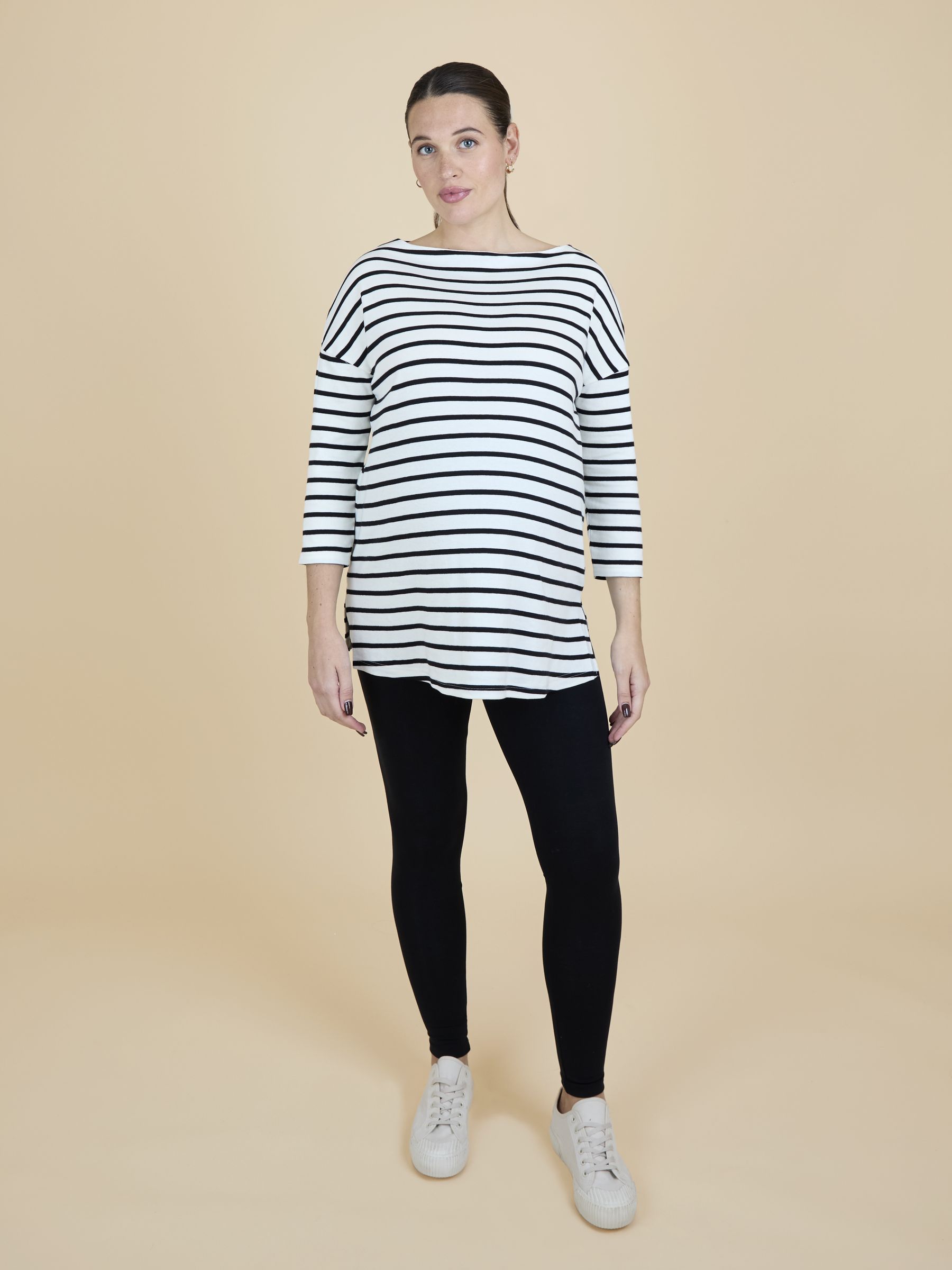 Cream Stripe Tunic Maternity Top - Image 2 of 5