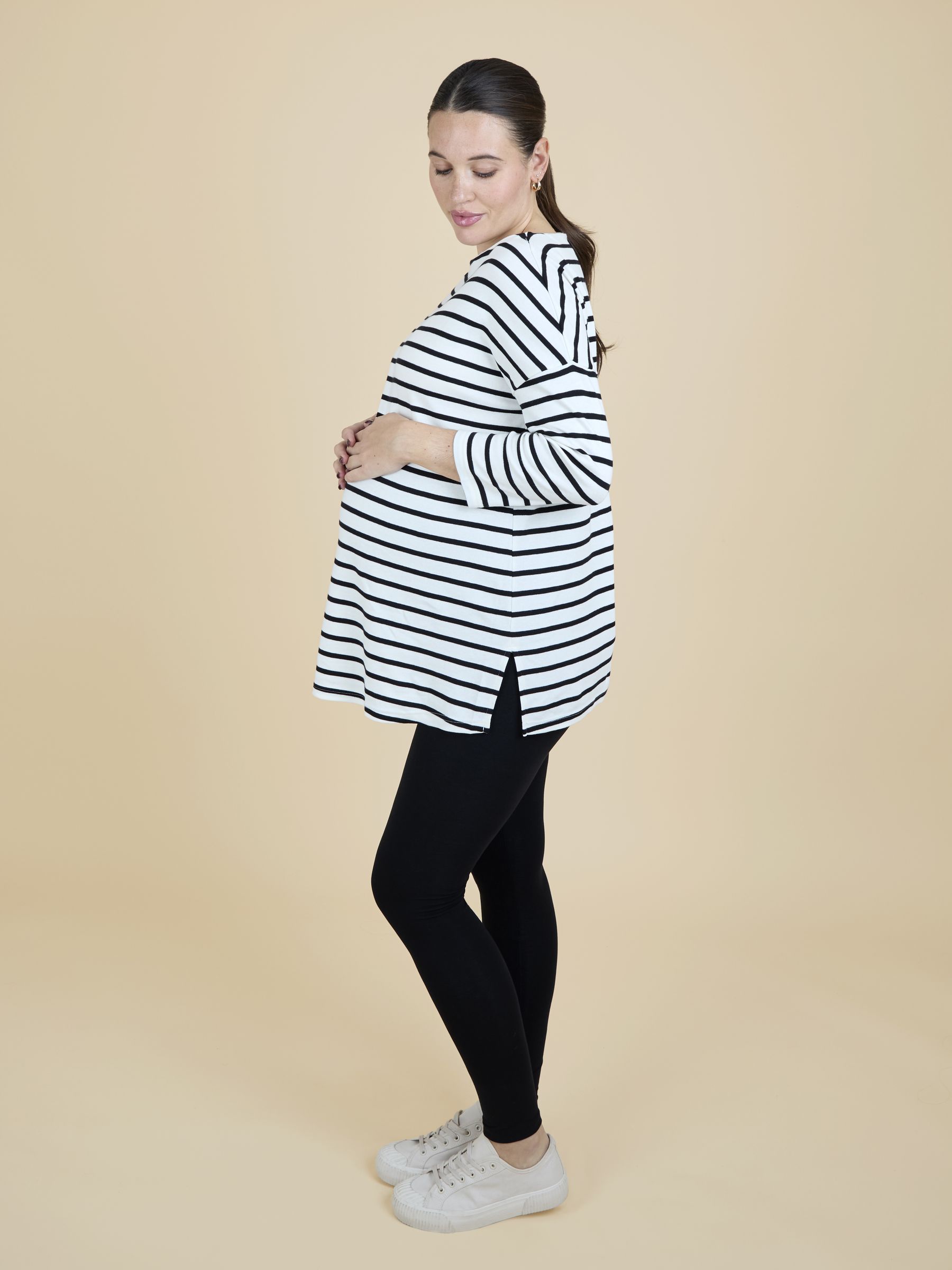 Cream Stripe Tunic Maternity Top - Image 3 of 5