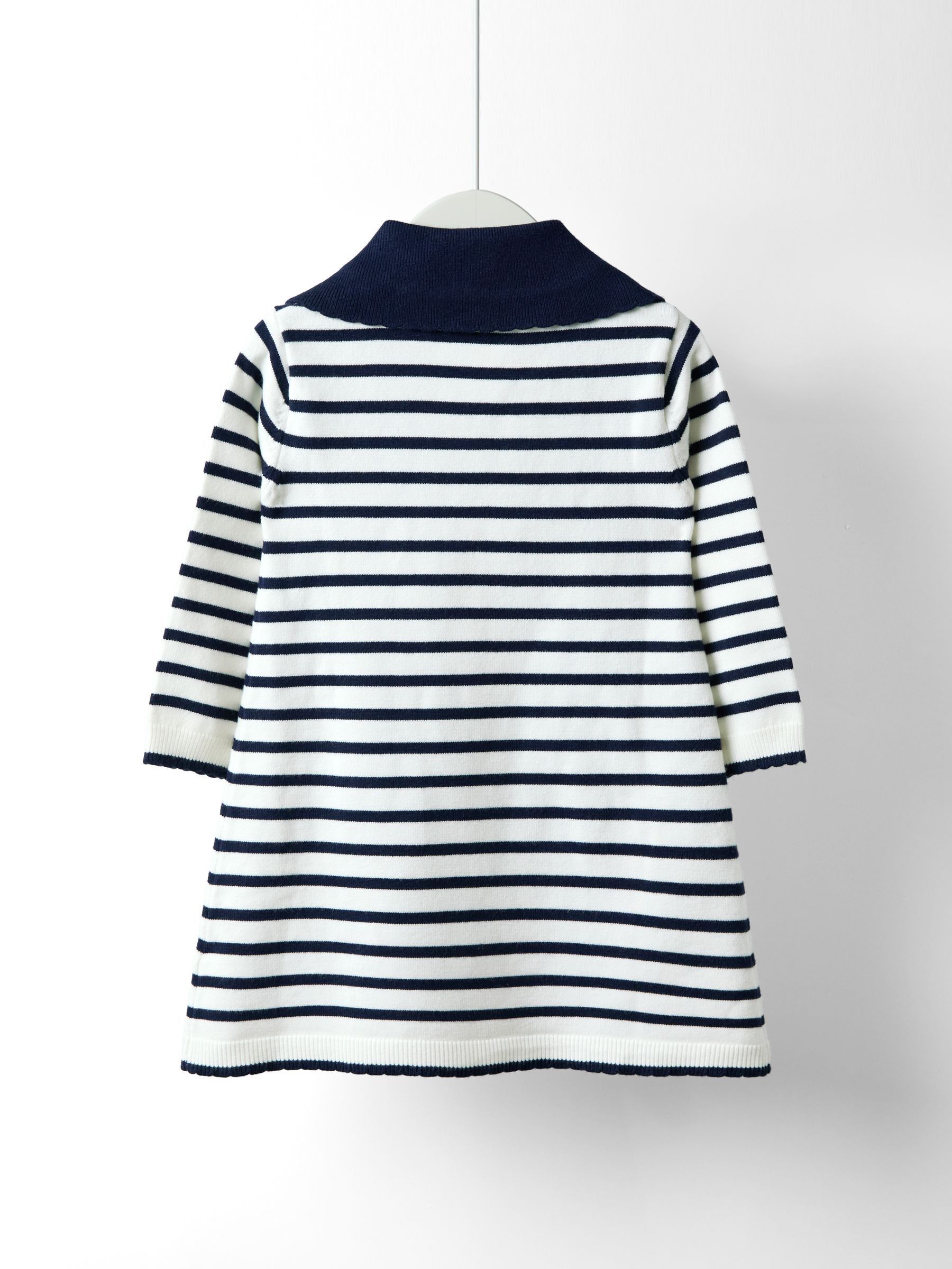 Cream Stripe Bow Collar Stripe Knitted Dress - Image 2 of 5