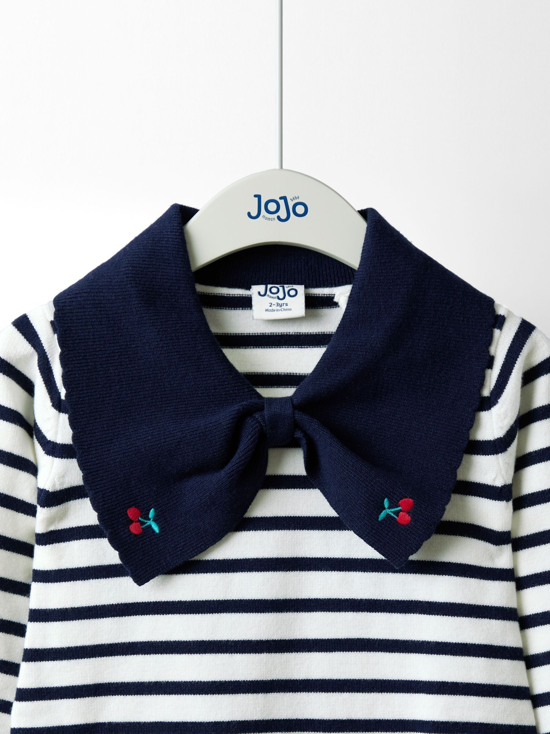 Cream Stripe Bow Collar Stripe Knitted Dress - Image 3 of 5