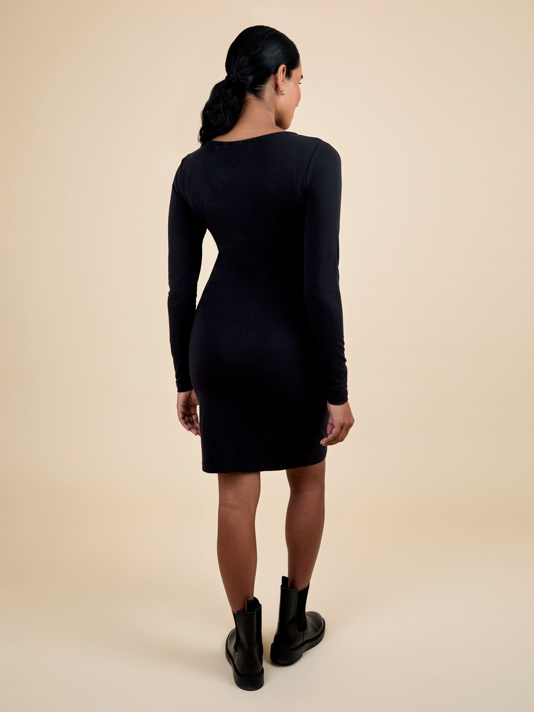 maternity bodycon mini dress Momyknows Chic Brown Ruched Side Draped Bodycon Irregular Asymmetric Shoulder Baby Shower Maternity Mini Dress, Brown / M