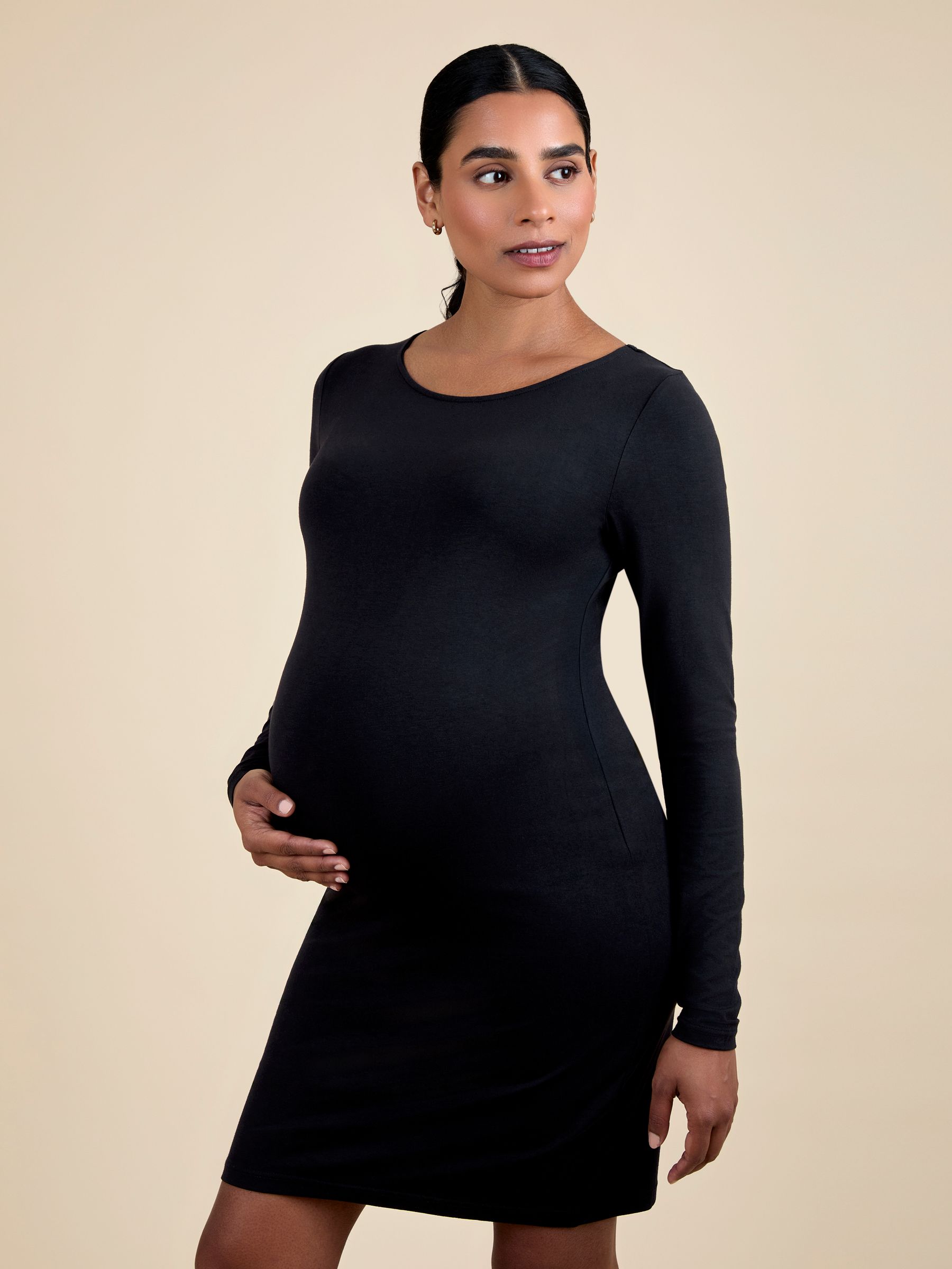 black mini maternity dress Woven Wrap Mini Dress