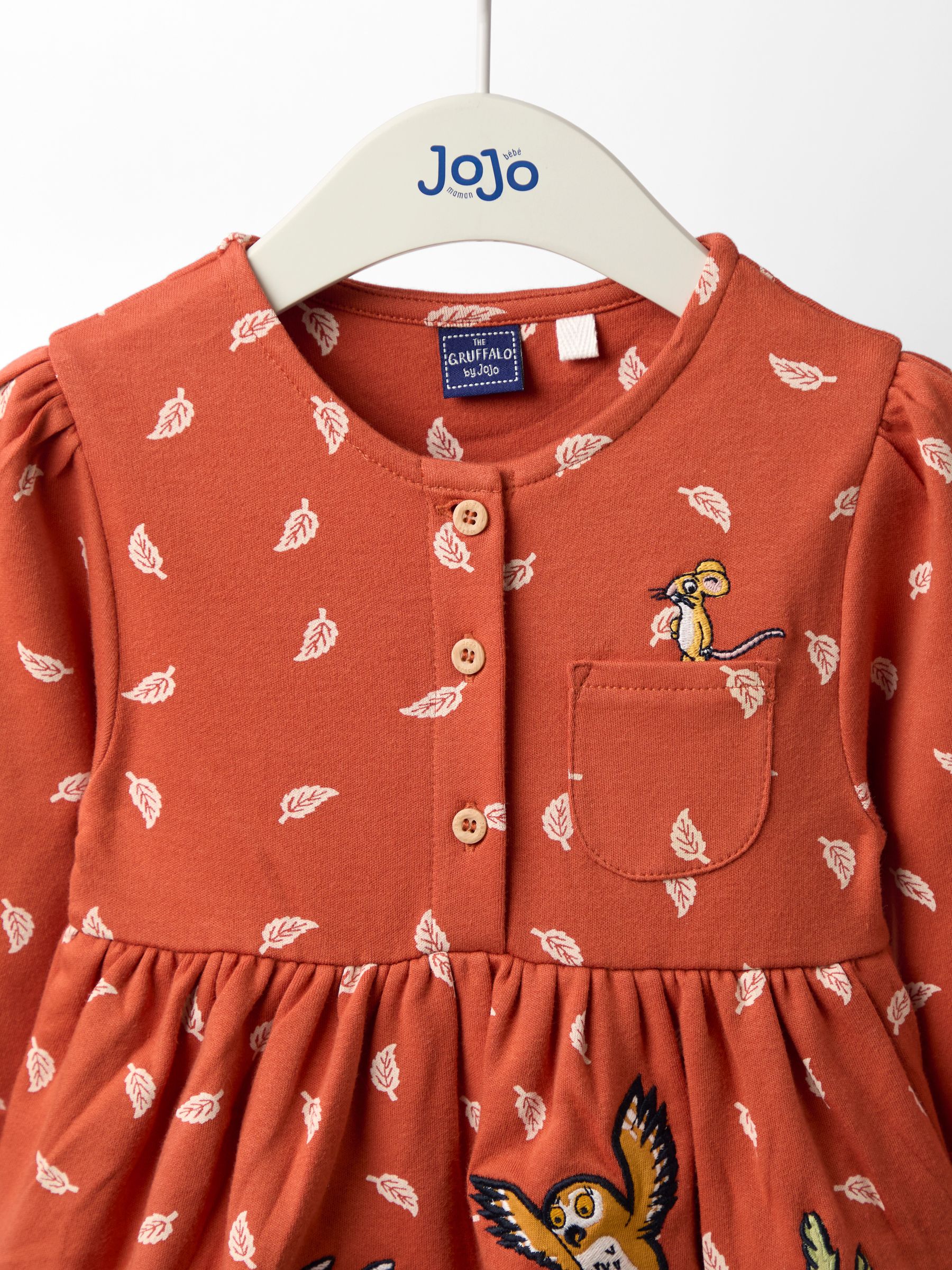 Rust Orange Gruffalo Appliqué Button Front Dress - Image 10 of 11