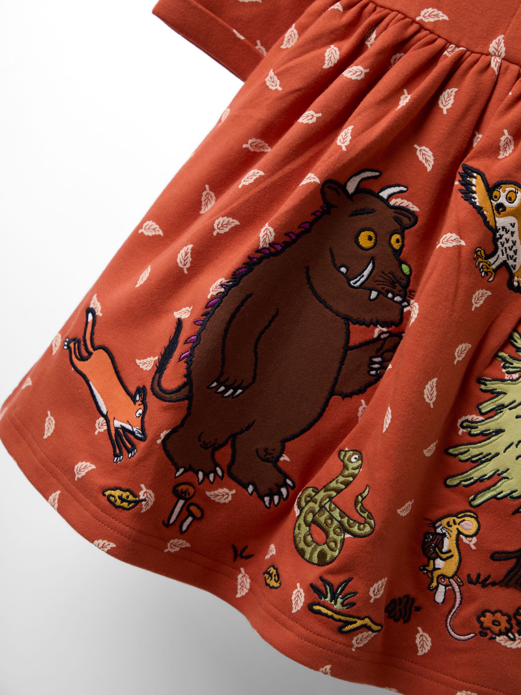 Rust Orange Gruffalo Appliqué Button Front Dress - Image 11 of 11 Rust Orange Gruffalo Appliqué Button Front Dress - Image 11 of 11
