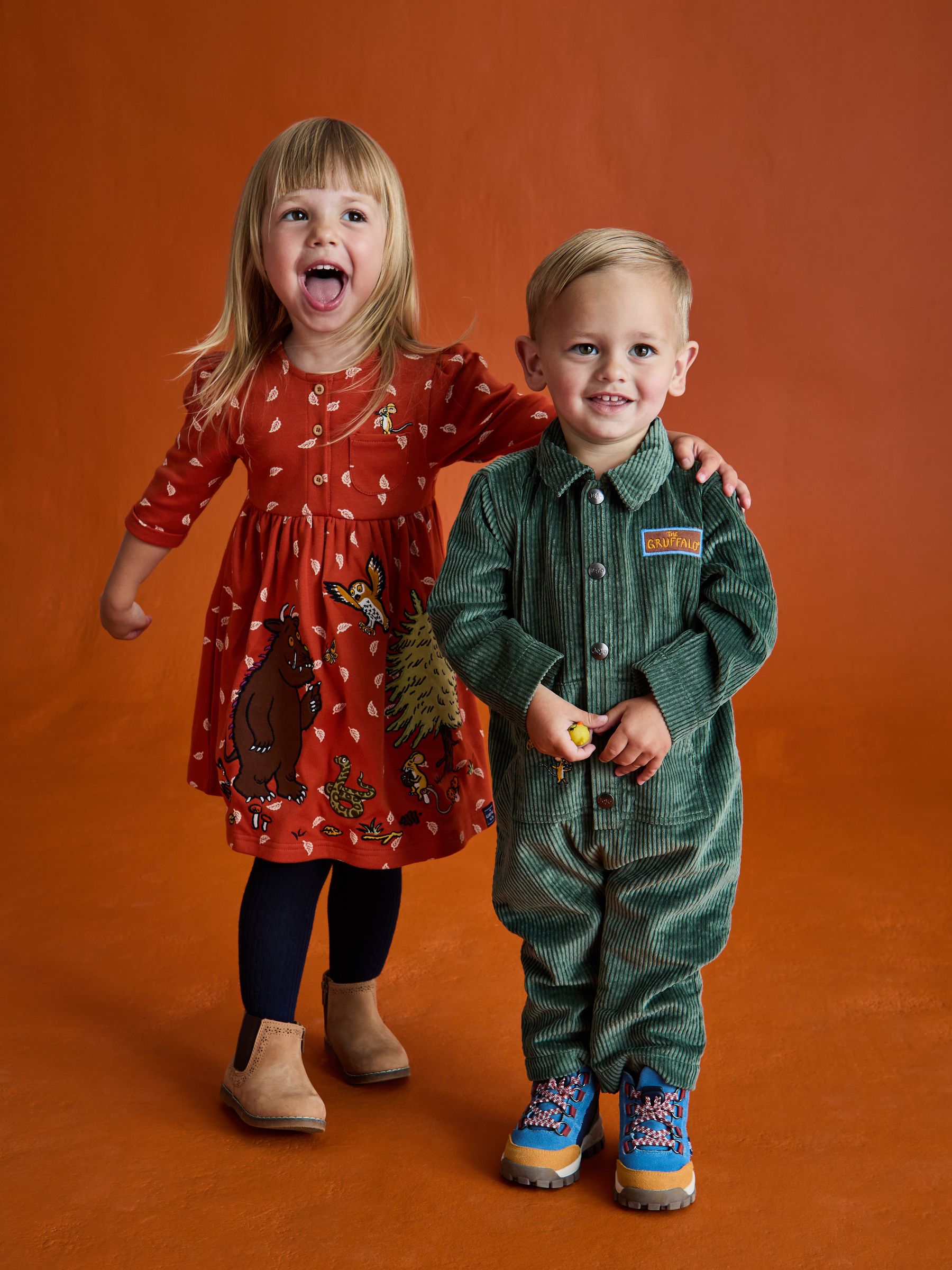 Rust Orange Gruffalo Appliqué Button Front Dress - Image 7 of 11