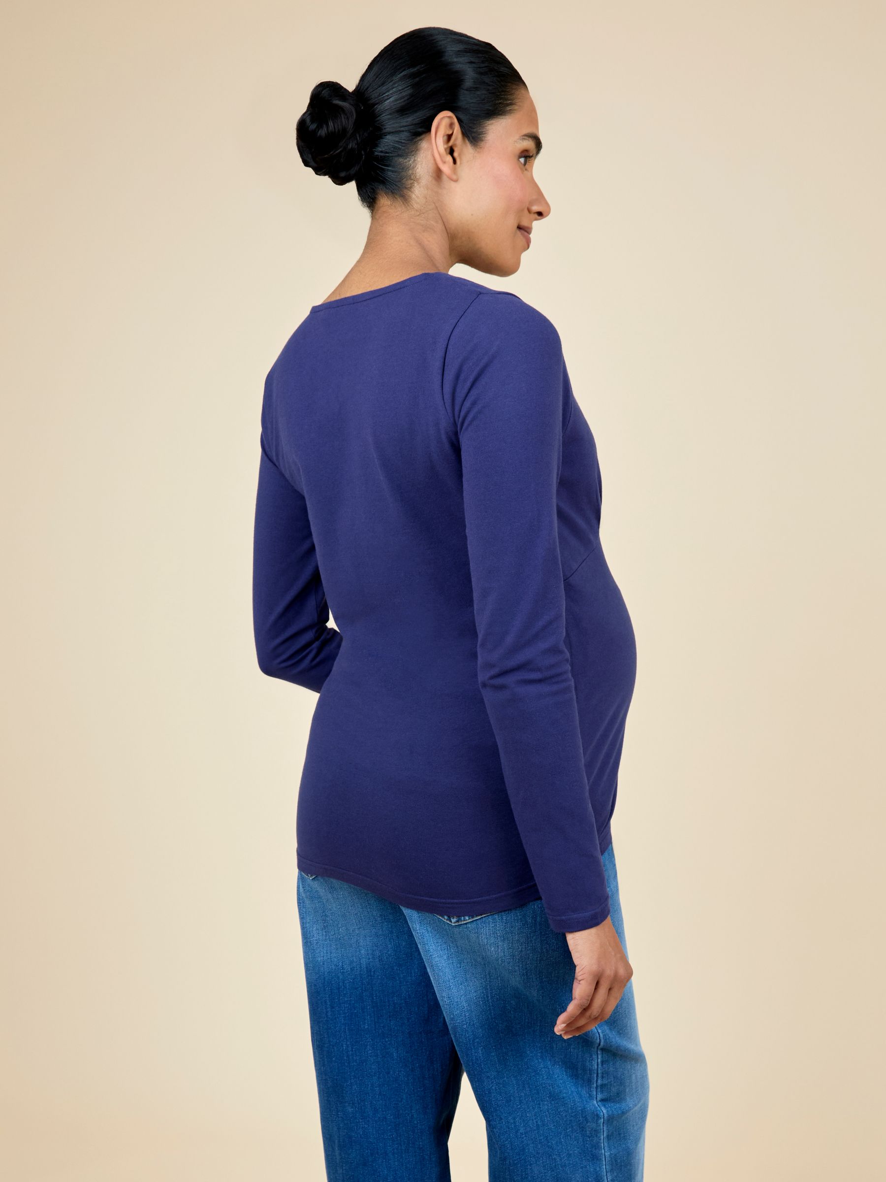 Navy Ecru Stripe 2-Pack Maternity & Nursing Tops - Image 13 of 15