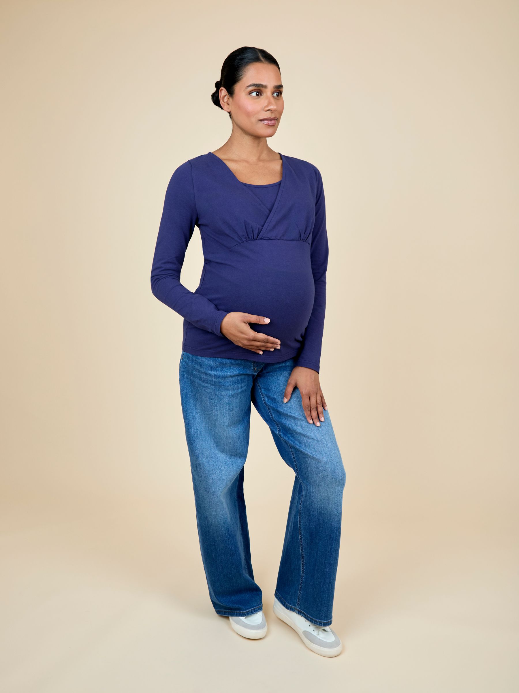 Navy Ecru Stripe 2-Pack Maternity & Nursing Tops - Image 14 of 15