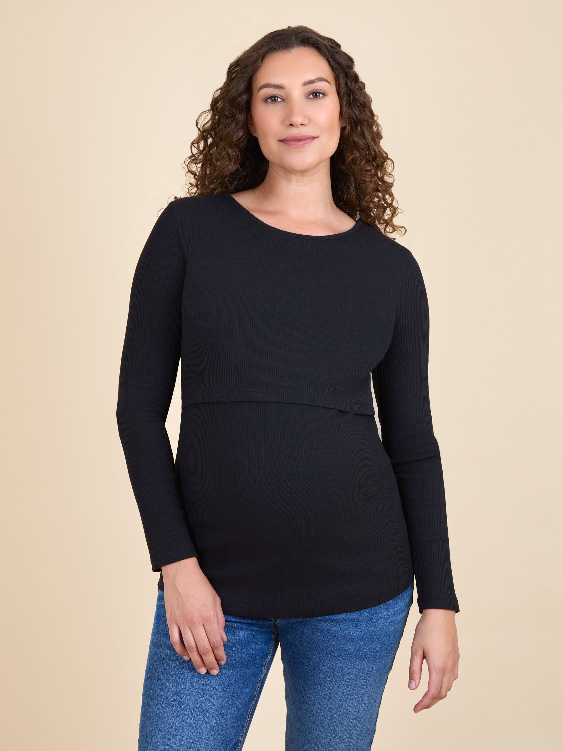 Oatmeal 2-Pack Ribbed Maternity & Nursing Top - Image 7 of 15