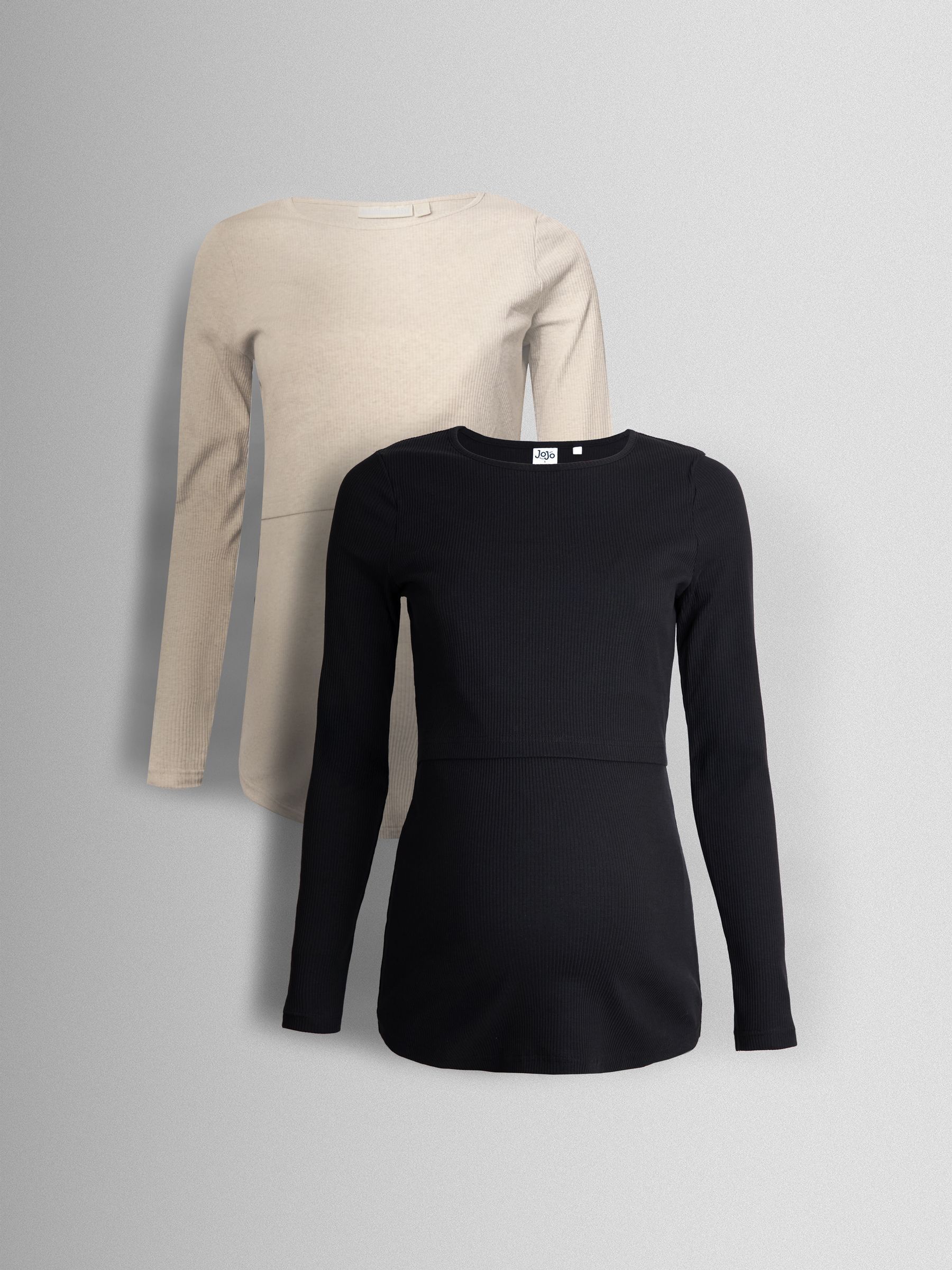 Oatmeal 2-Pack Ribbed Maternity & Nursing Top - Image 9 of 9