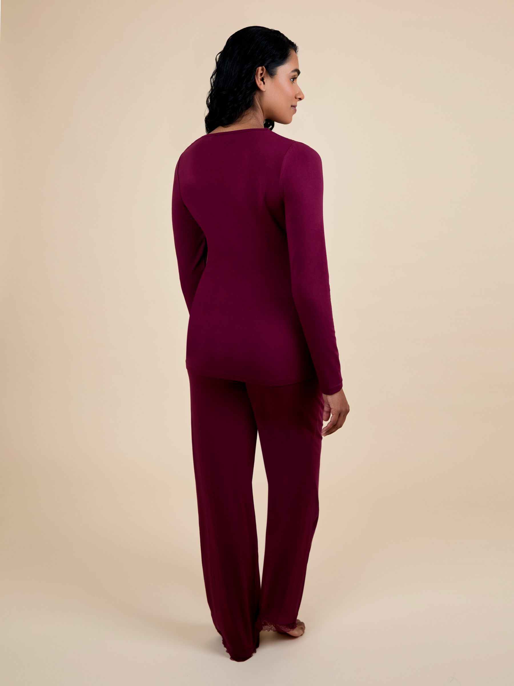 Wine Lace Insert Maternity Pyjamas Set - Image 6 of 8