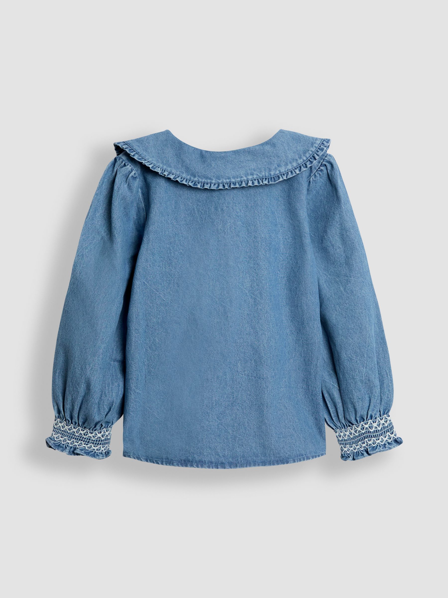 Denim Blue Floral Frill Collar Blouse | JoJo Maman Bébé USA