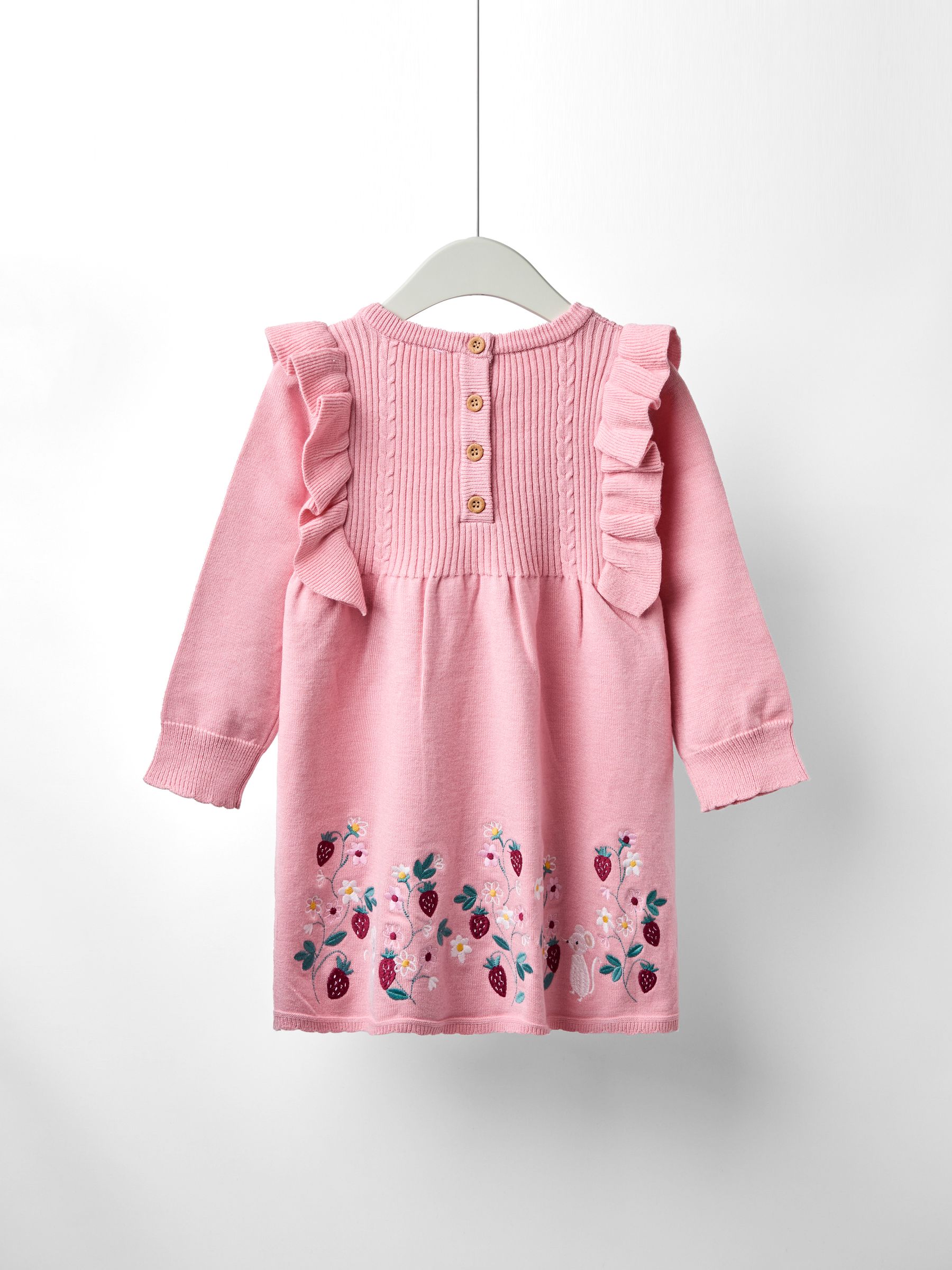 Pink Embroidered Frill Knitted Dress - Image 2 of 4