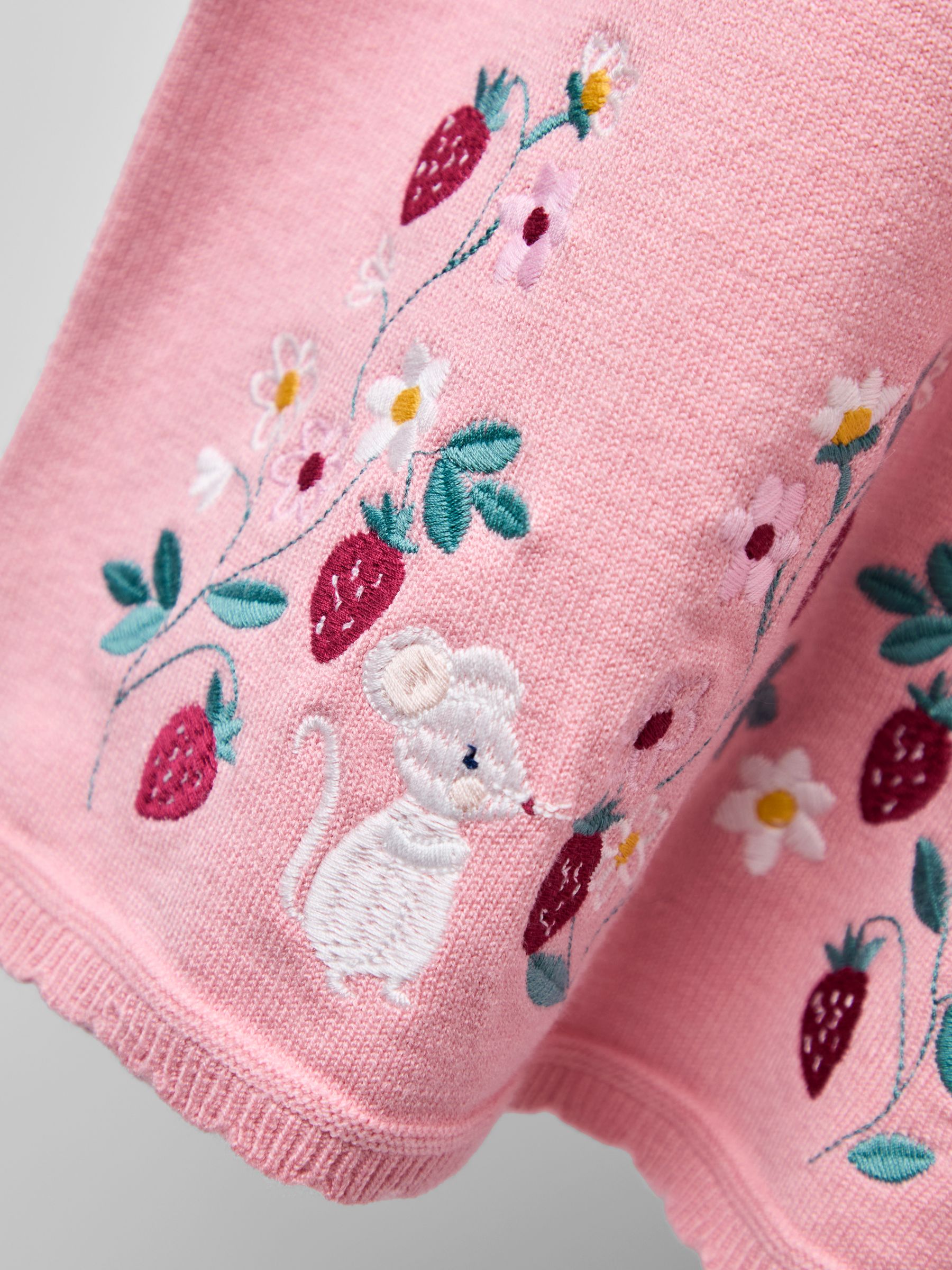 Pink Embroidered Frill Knitted Dress - Image 4 of 4