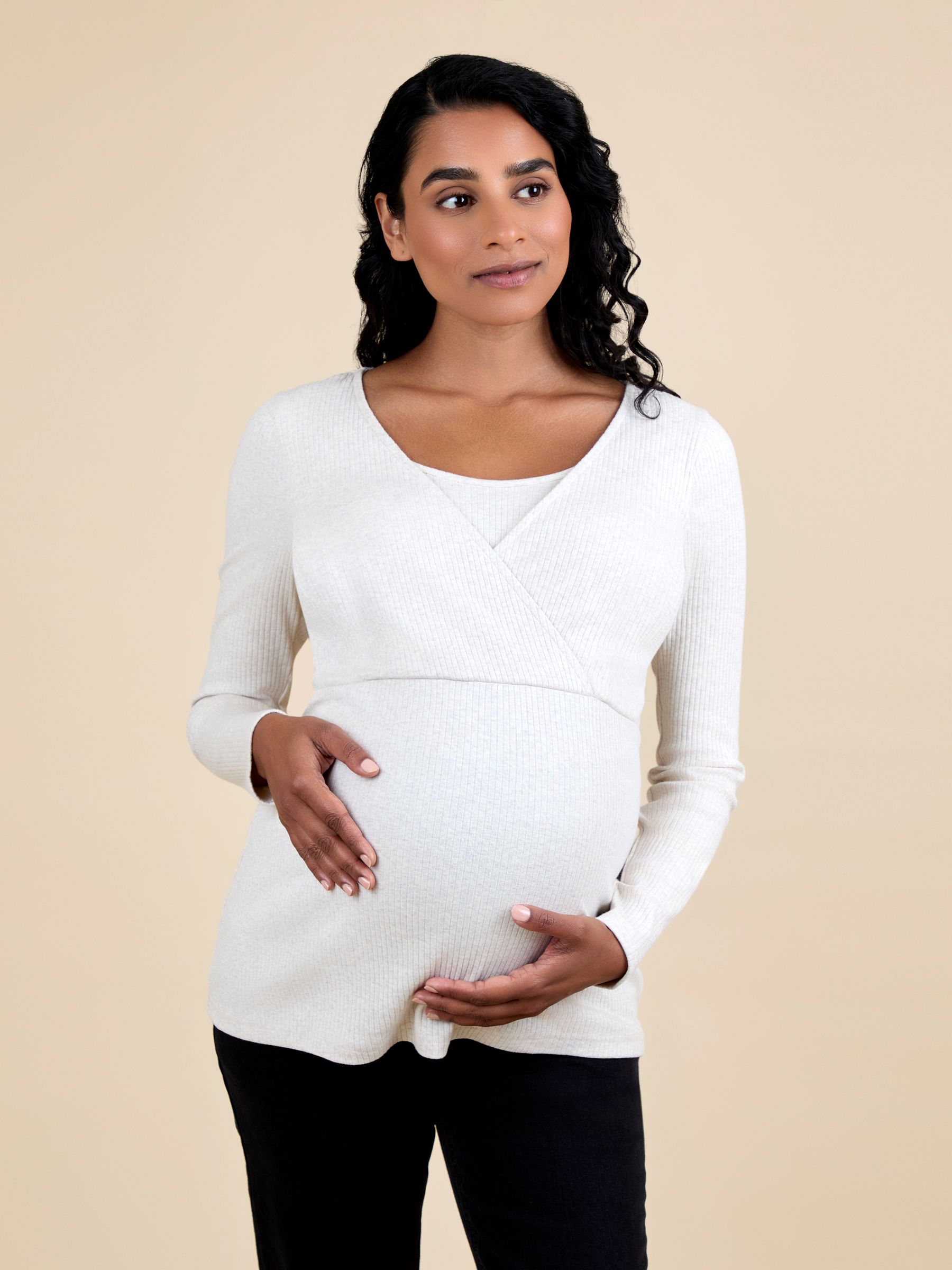 Natural Wrap Maternity & Nursing Long Sleeve Ribbed Top - Image 2 of 6