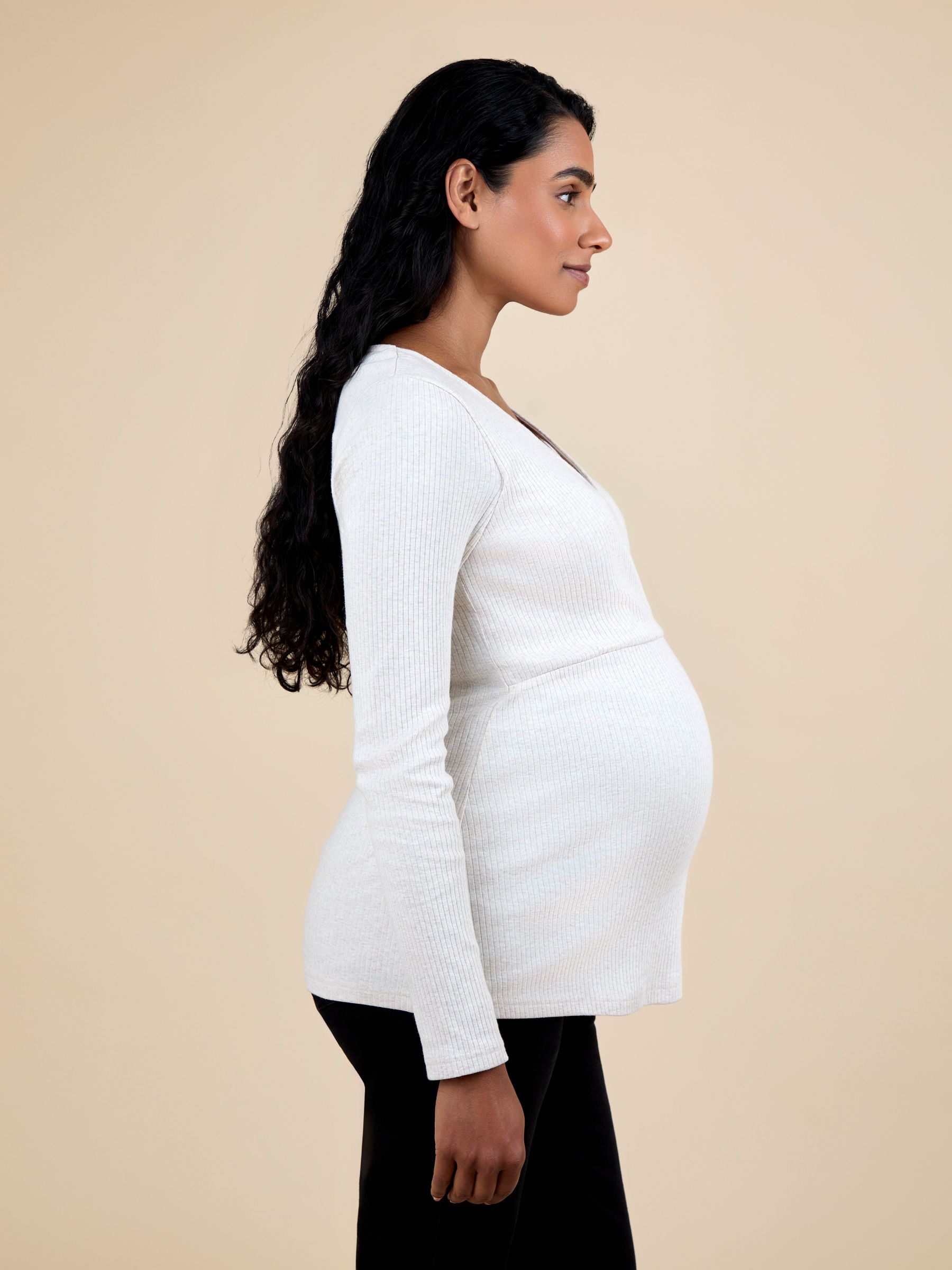 Natural Wrap Maternity & Nursing Long Sleeve Ribbed Top - Image 3 of 6