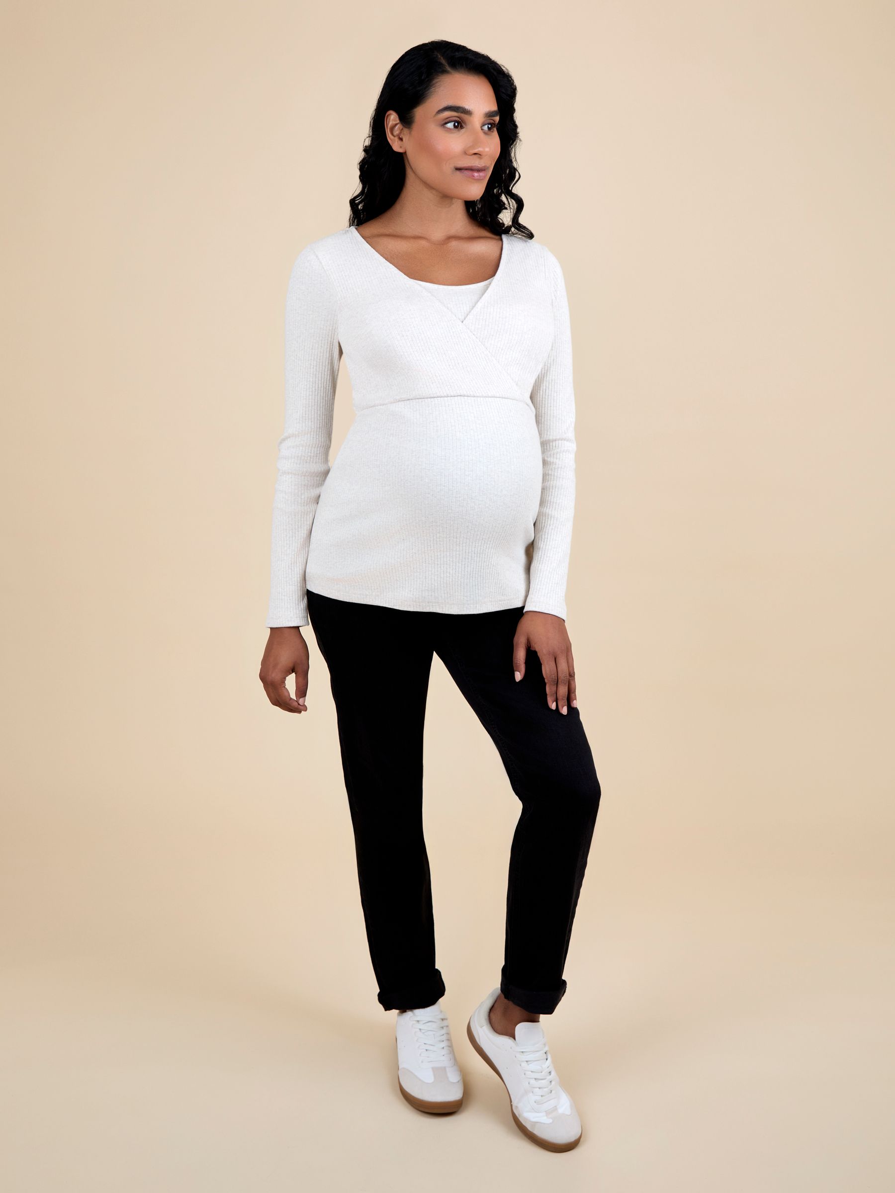 Natural Wrap Maternity & Nursing Long Sleeve Ribbed Top - Image 5 of 6