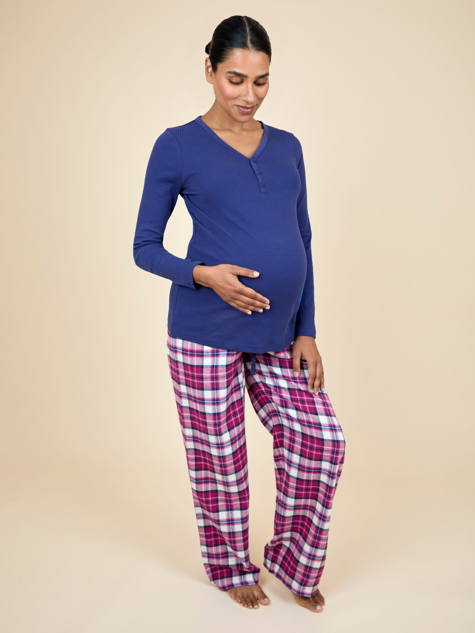 Navy Maternity Check Pyjama Set - Image 2 of 5